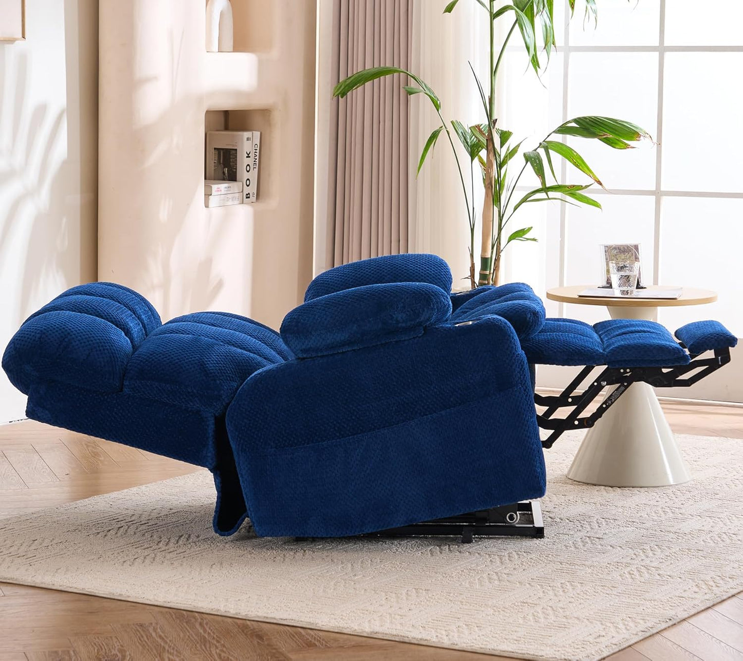 Dual Motor Power Lift Recliner Chair for Elderly,Electric Lift Chair with Adjustable Headrest, Heat and Massage,Lay Flat Recliner with Cup Holders,USB Ports,Type C,Zero Gravity, Blue