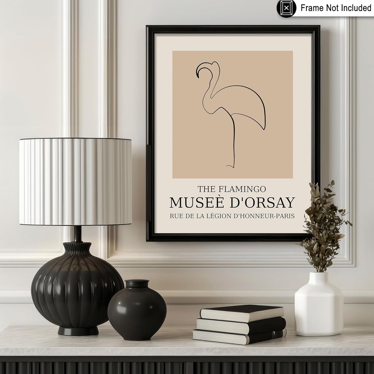 Poster Master Vintage Poster - Retro Minimalist Print - Gift for Artist, Housewarming - Flamingo, Line Drawing, Sketch, Abstract - Wall Decor for Living Room, Bedroom, 18x24 Unframed Wall Art