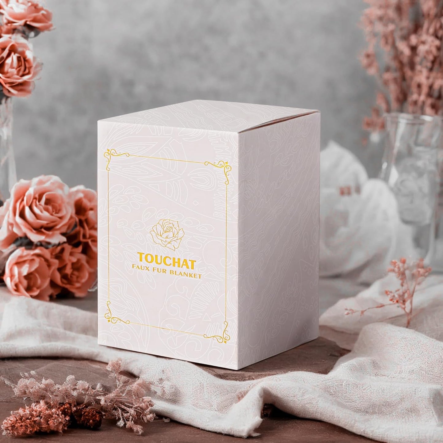 Touchat Ruched Faux Rabbit Fur Blanket, 700 GSM Luxury Dual-Sided Soft Cozy Blanket, Fuzzy Fluffy Plush Throw for Bed, Couch and Sofa - 60"x80", Tie-dye Grey