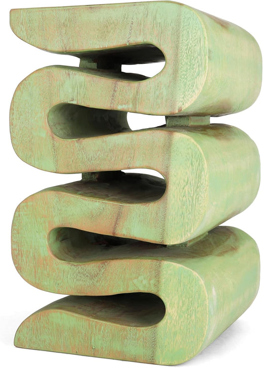 Rutledge & King Aspen Wood End Table - Mid Century Modern Accent Table - Green Wash