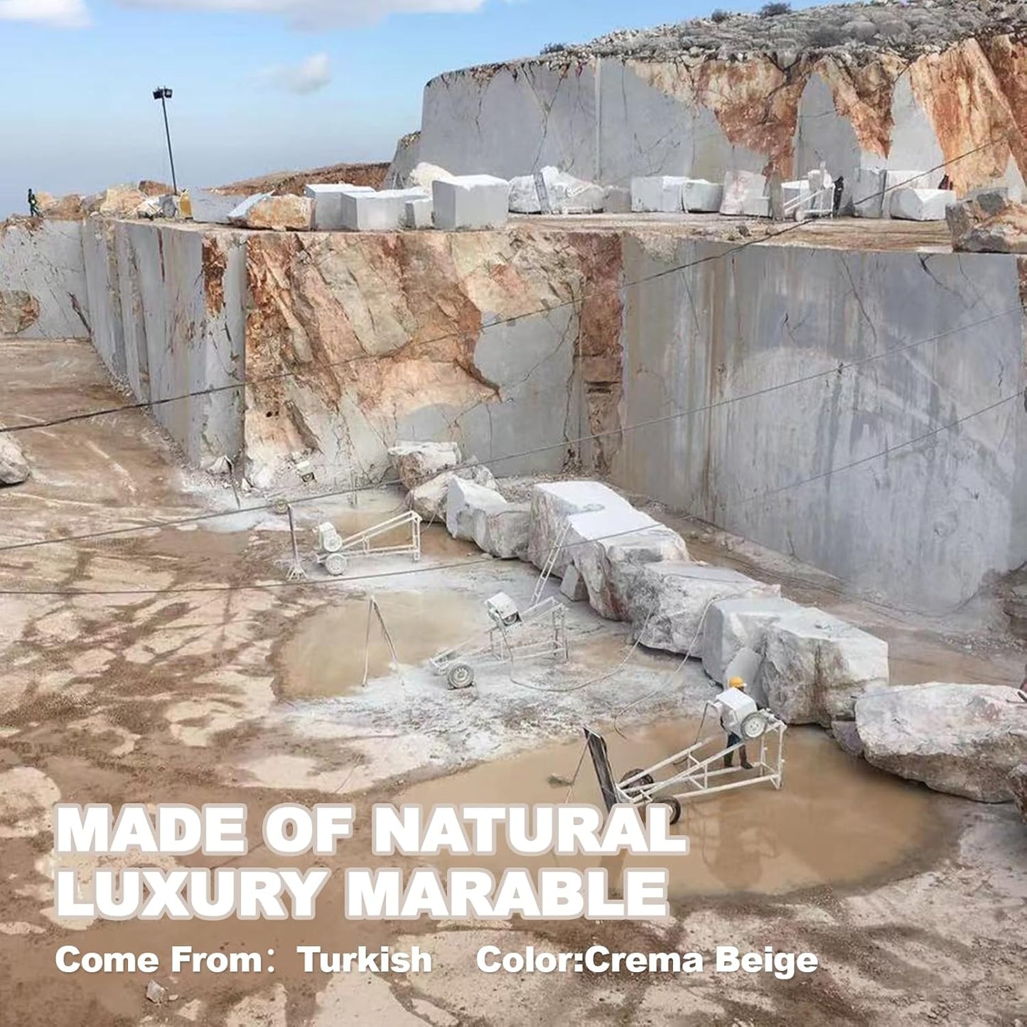 Marble Book Ends Decorative, Unique Bookends for Shelves, Bookends to Hold Heavy Books, Durable Book Holder Stopper for Home Office Desk Bookshelf Decoration, Turkey Natural Marble, Set of 2