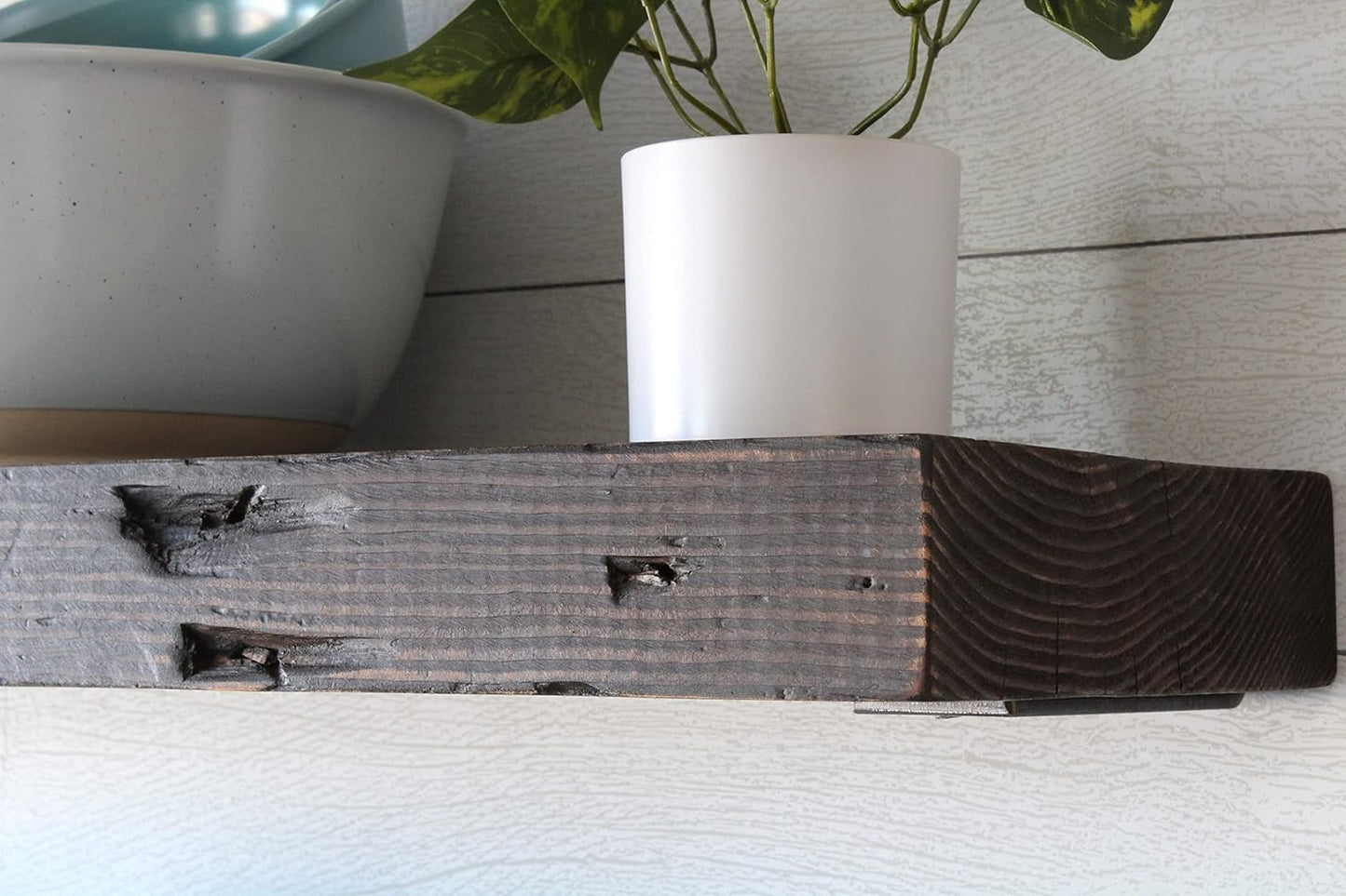 Urban Legacy Reclaimed Barn Joist Deep Floating Shelves | Deep Shelves with Low Profile Shelf Bracket with High Weight Capacity, Set of 2 (48" x 11" x 2.5", Rustic Brown)