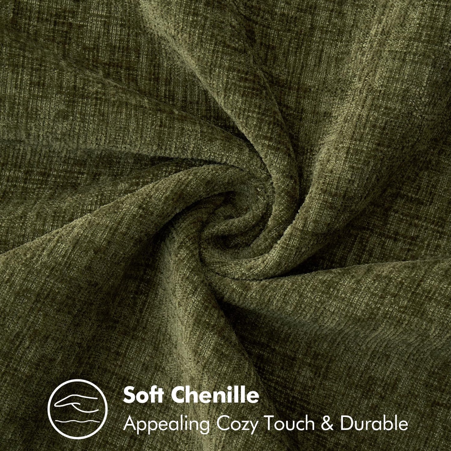 MIULEE Pack of 2 Couch Throw Pillow Covers 18x18 Inch Olive Green Farmhouse Decorative Pillow Covers with Stitched Edge Soft Chenille Solid Dyed Spring Pillow Covers for Sofa Bed Living Room