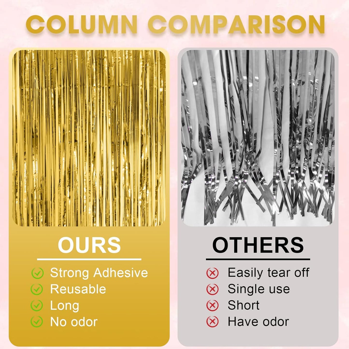 3 Pack 3.3x8.2 Feet Gold Foil Fringe Backdrop Curtains, Tinsel Streamers, Fringe Backdrop for 2025 New Years Eve, Graduation, Birthday, Baby Shower, Gender Reveal, Disco Party