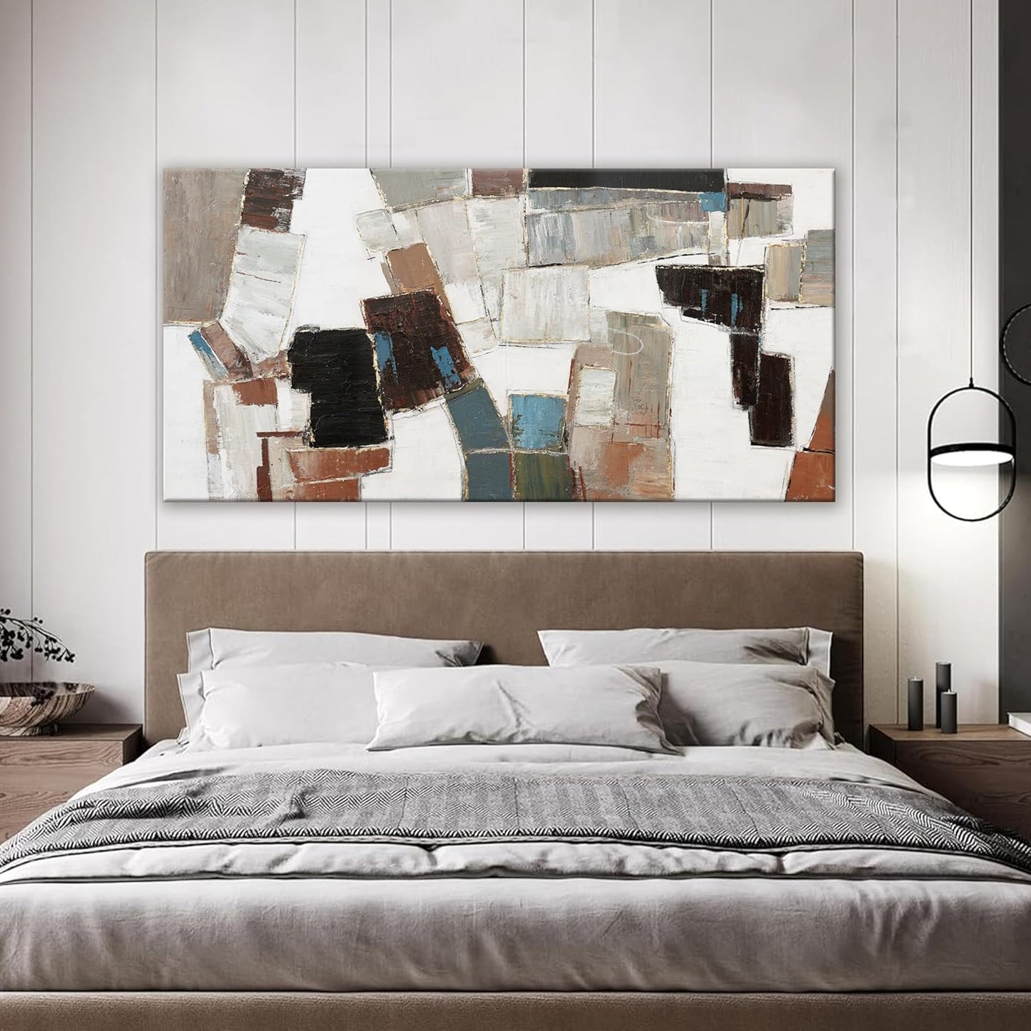 Dimpaga Abstract Wall Art Pictures for Living Room Wall Decor Modern Wall Art Decor Minimalist Geometric Line Artwork for Walls Textured Wall Art Prints Bedroom Office Wall Decor 24"X48"