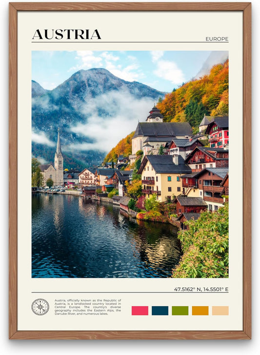 StudioUBILA Austria Wall Art Poster, Decorative Cityscape Landscape Art Prints, Home Decor Wall Art Print for Bedroom Living Room Kitchen Decorations, Unframed