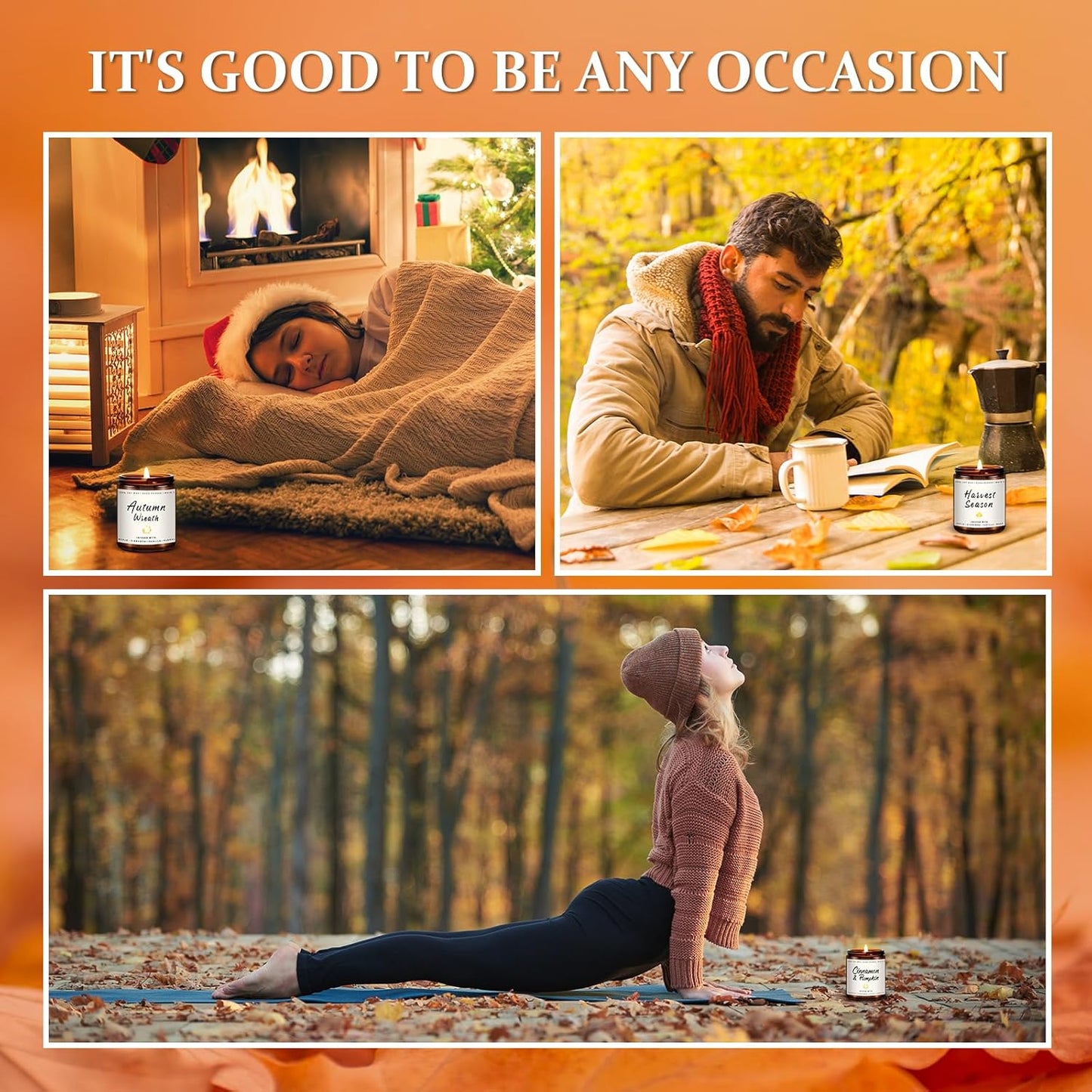 Auelife Fall Candle, Autumn Wreath Scented Soy Candles for Home, Aromatherapy Candle Gift Set for Women & Men, Cozy Fall Décor, 7oz – Perfect for Autumn Relaxation and Home Ambiance