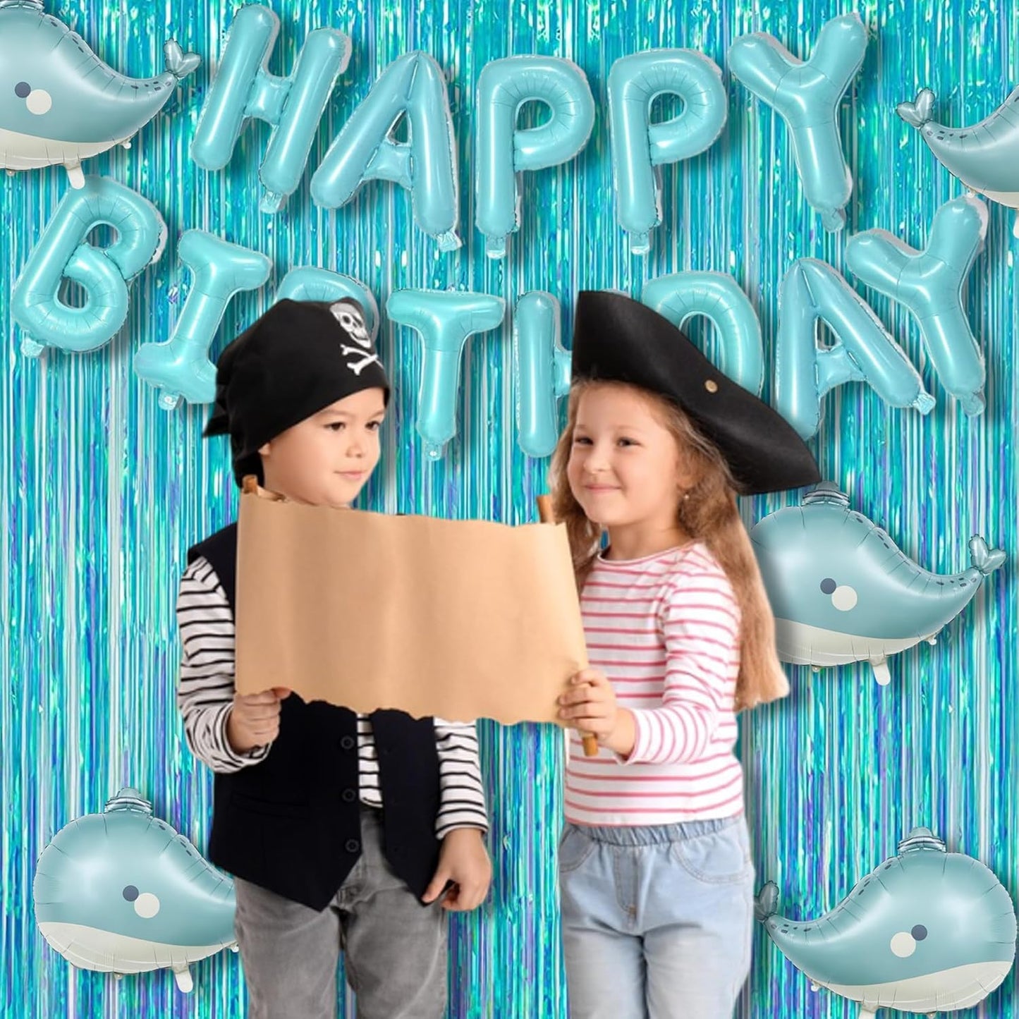 BRAVESHINE Party Decorations Iridescent Foil Fringe Backdrop - 2 Packs 3.2 x 6.5 ft Holographic Tinsel Backdrop Party Streamers Curtain for Birthdays Mermaid Sea Frozen Christmas Parties - Clear Blue