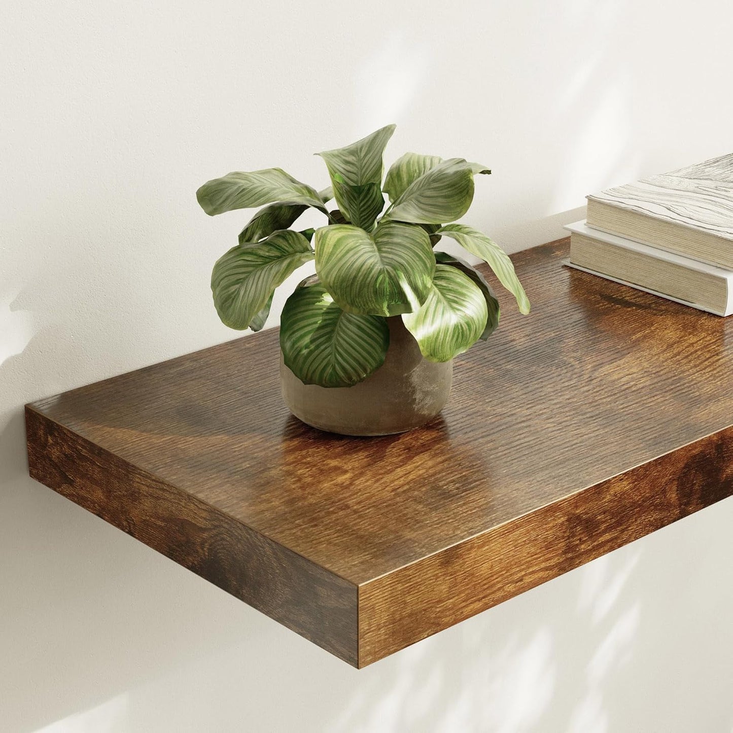 Large Floating Shelves for Wall Set of 3 Wooden Wall Shelves 30 in x 12.75 in x 2 in Room Decor Long Shelf with Invisible Wall Mount Bracket for Bedroom Kitchen Living Room Rustic Brown