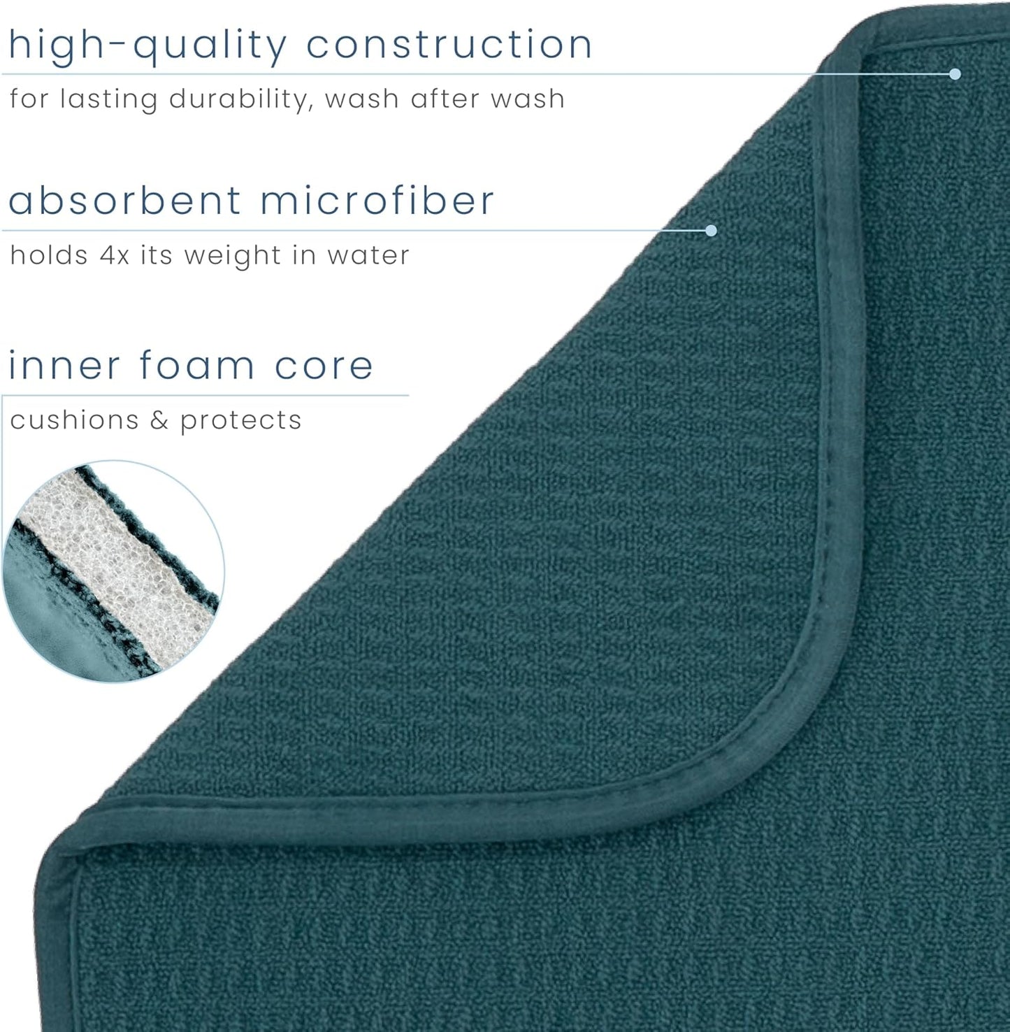 S&T INC. Dish Drying Mat, 16” x 18”, Absorbent Microfiber Kitchen Counter Mat, Dish Drying Pad for Dishes, Utensils, Pots and Pans, Large, Tapestry Blue