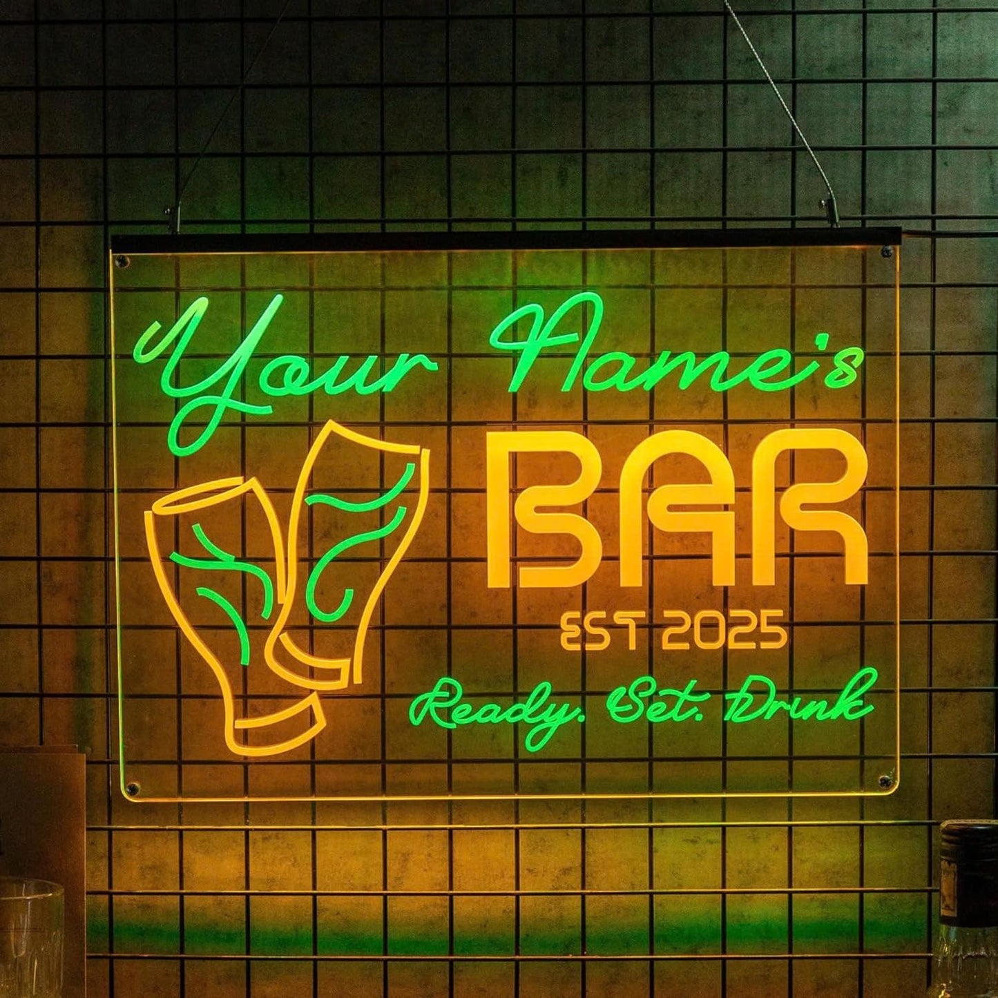 Personalized Beer Pub Bar Signs with Your Name for home wall light up with personalized pub name, man cave accessories, beer themed neon customizable lighted sign