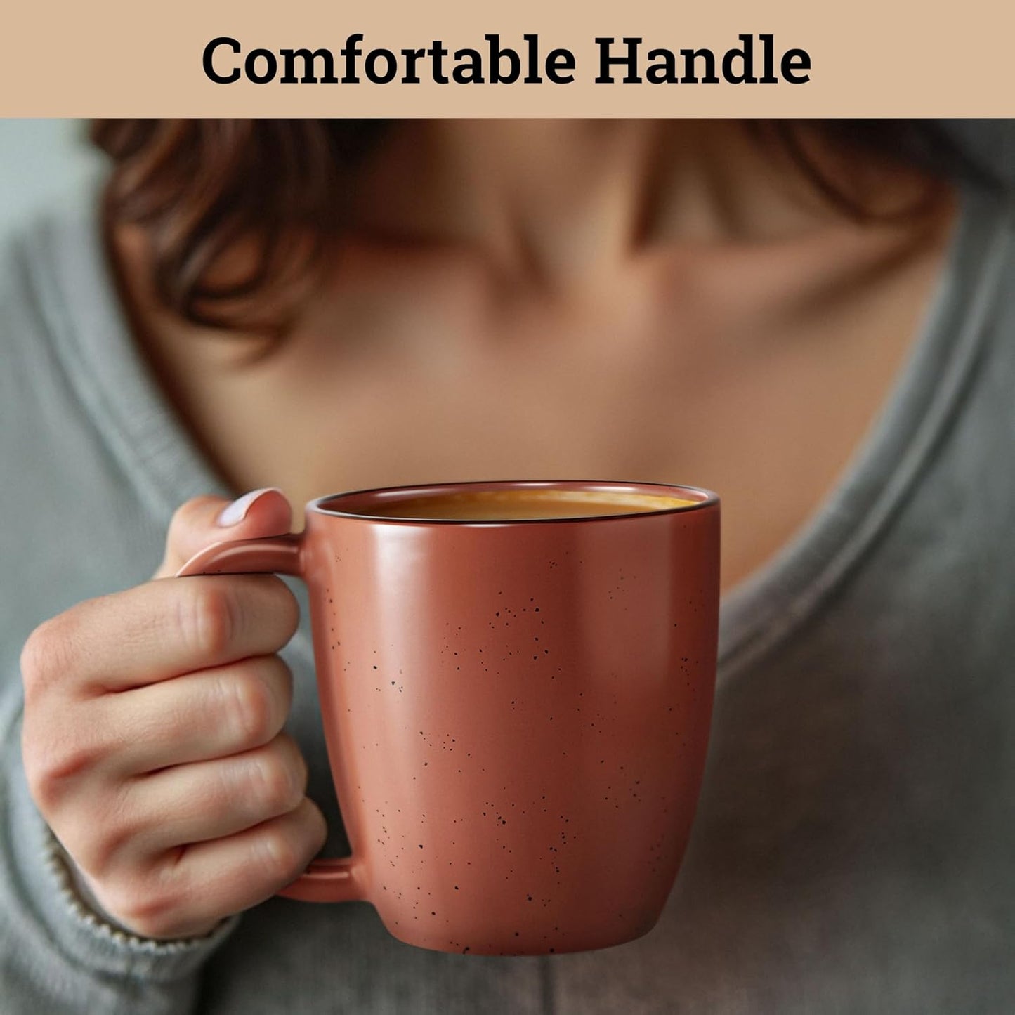 Ceramic Coffee Mugs Set of 4 - 16 oz Coffee Mug Set of 4 - Thick Durable Ceramic Mugs with Comfortable Handles - Dishwasher & Microwave Safe - Mug Sets 4 Beautiful Colors - Large 16 oz Full Capacity