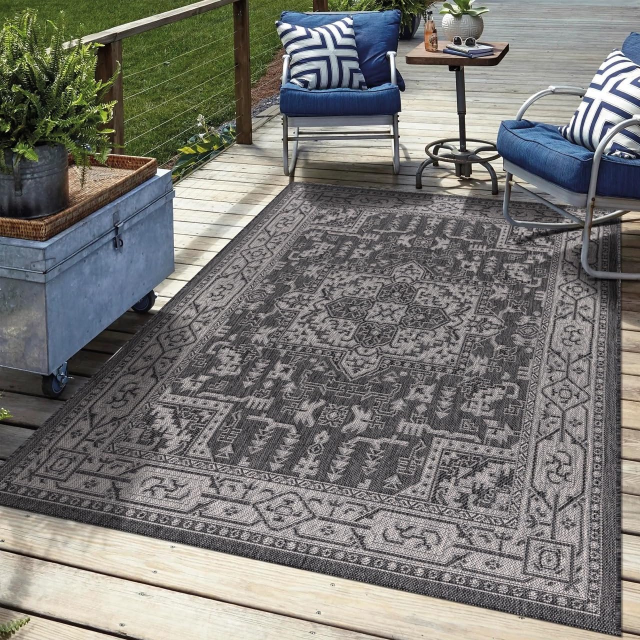 Keen Home Design Terrace Outdoor Area Rug - 10x14 Washable Indoor/Outdoor Rug for Patio, Kitchen, Balcony, Beach, Garden, Deck and Porch, Size: 10'x14'