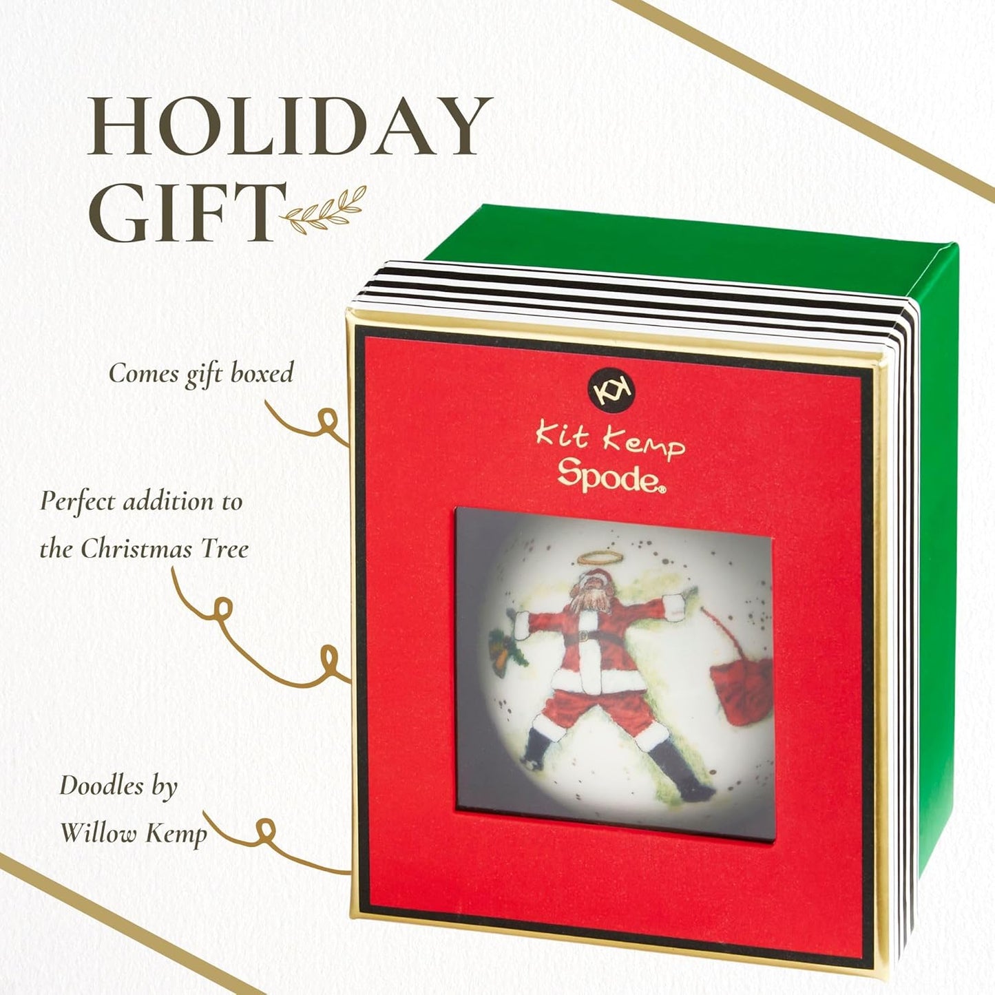 Spode Kit Kemp Christmas Ornament - Doodles Best in Snow - Fine China Whimsical Festive Keepsake, Collectible Holiday Decoration for Tree & Seasonal Decor - Holiday Ornament for Gift Giving