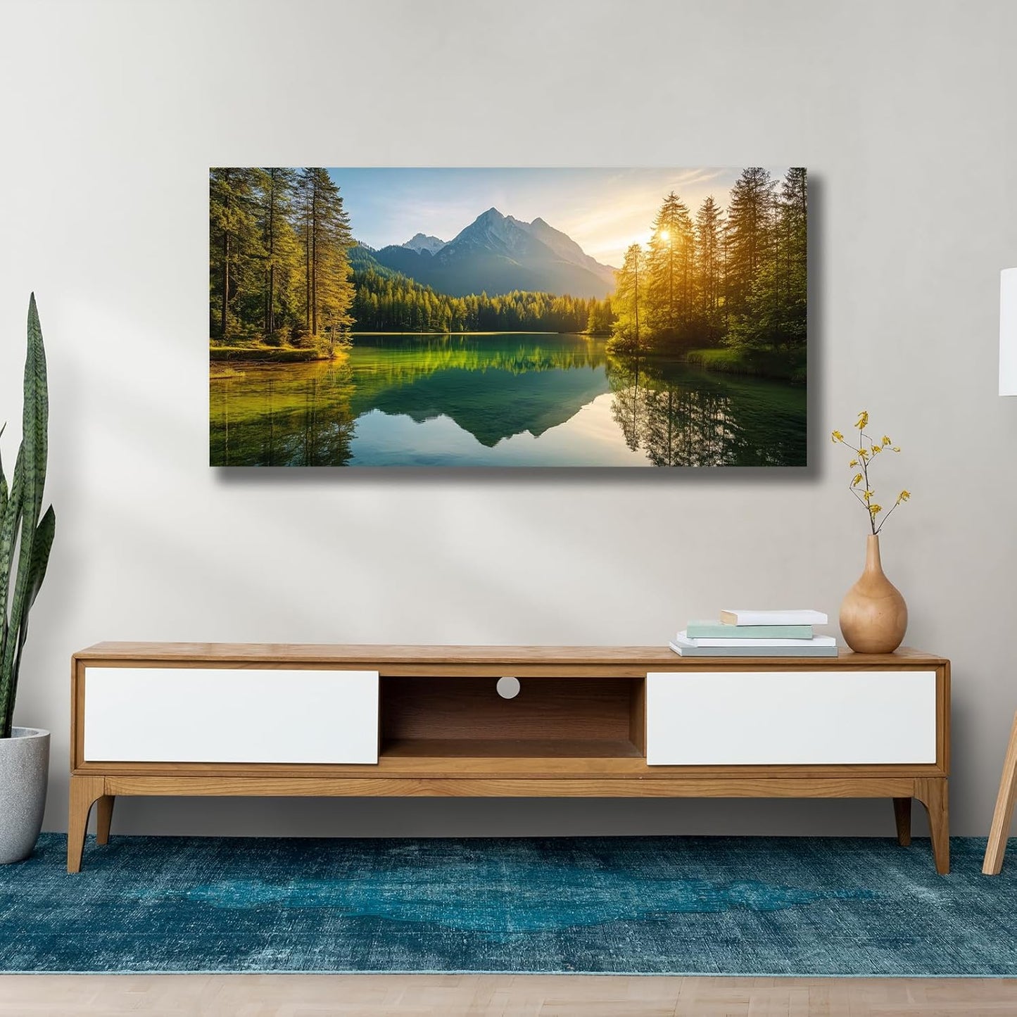 Yuaxker Tree Pictures Wall Decor Green Wall Art Natural Landscape Painting Modern Aesthetic Artwork for Living Room Bedroom Dining Room Office Home Decor 20x40inch