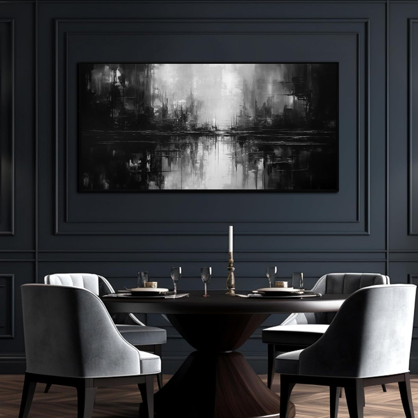 Abstract Painting Canvas Wall Art Living Room Black Wall Decor for Bedrom Home Office Decor Large Picture Frames for Wall 29 x 58 Inch