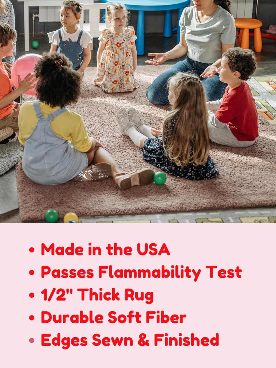 KOECKRITZ Soft and Colorful Kids Classroom Area Rugs (Passes Flammability Pill Test) Many Sizes and Bright Colors to Select from (8' Round, Lemon)
