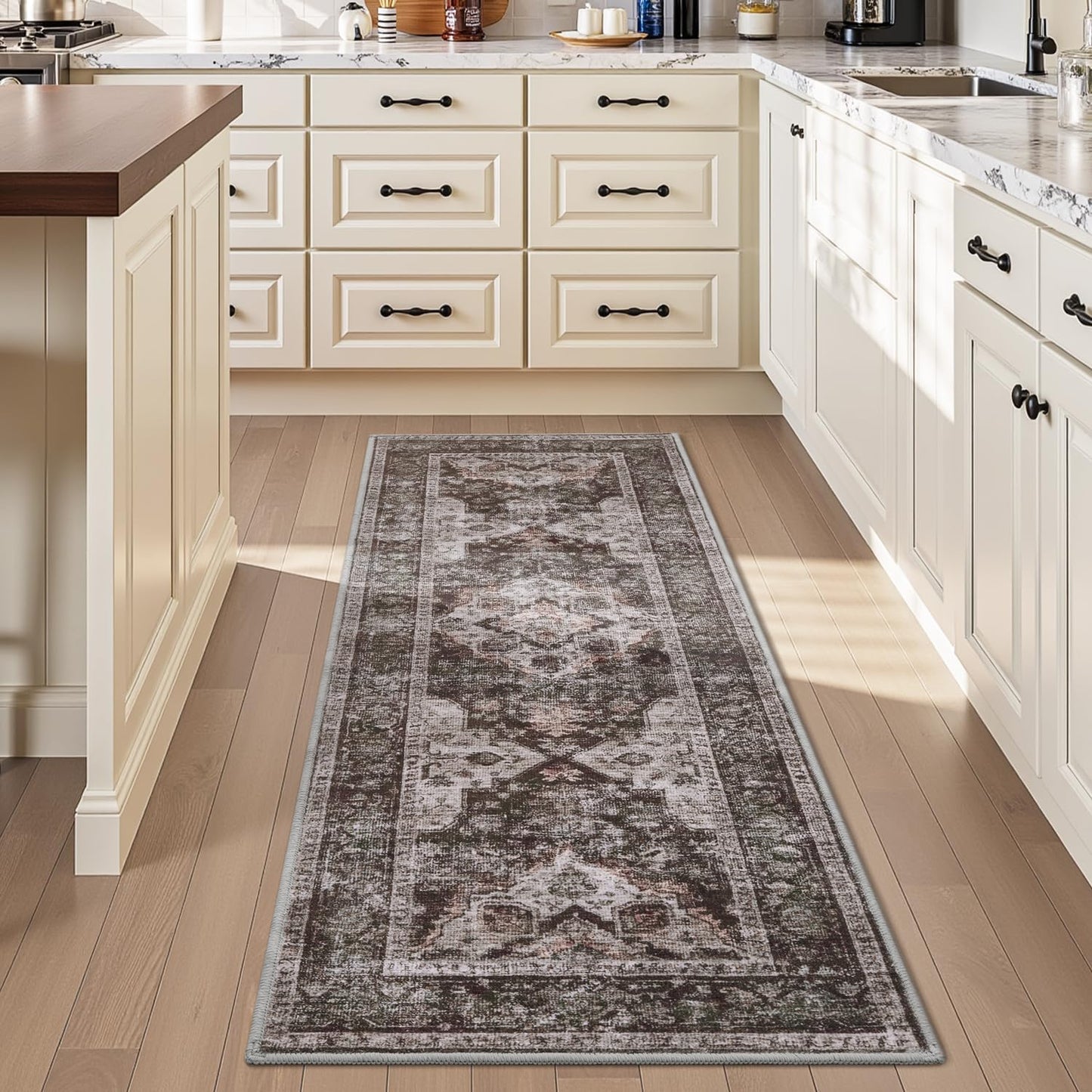 AMOAMI-2X3 Small Rug-Washable Rugs Entryway Mat Indoor-Soft Vintage Non Slip Rugs for Kitchen Laundry Room Bathroom Brick/Brown Decorative Accent Rug for in Front of Sink 24 Inch x36 Inch