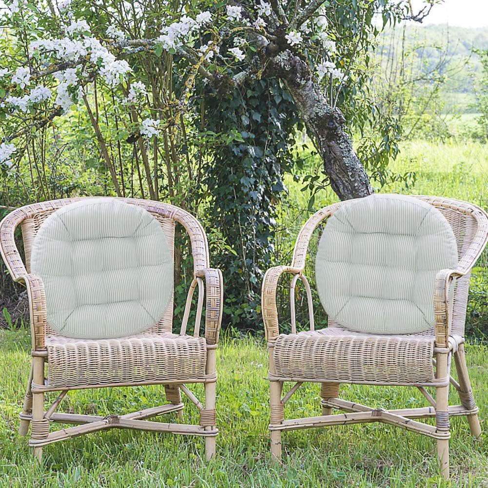 Tiita Stripe Patio Seat Cushions 22"x22" Round Chair Pads Home Floor Cushion Window Pad Set of 2 Throw Pillows Indoor/Outdoor, Green