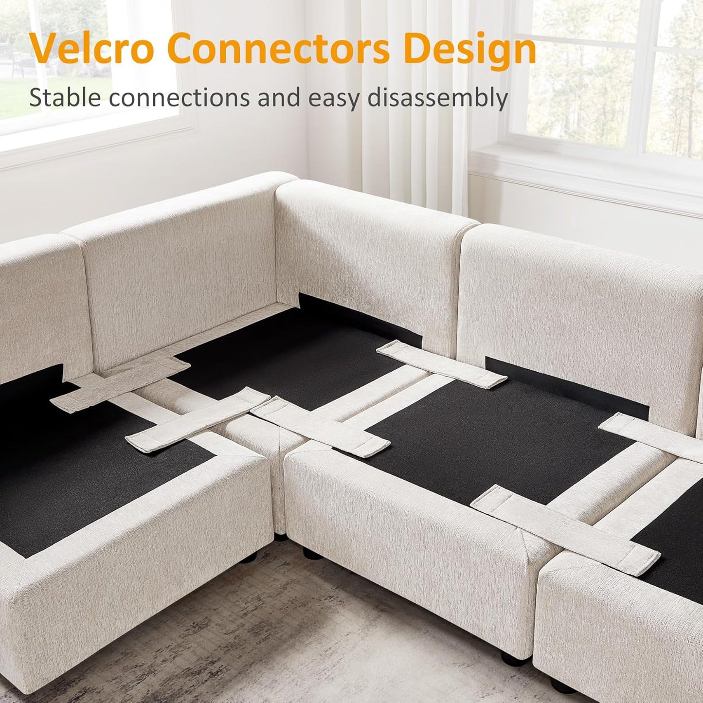 Modular Sectional Sofa, Convertible Couch Modular Sofa Without Ottoman, Sectional Sofas for Living Room Small Apartments