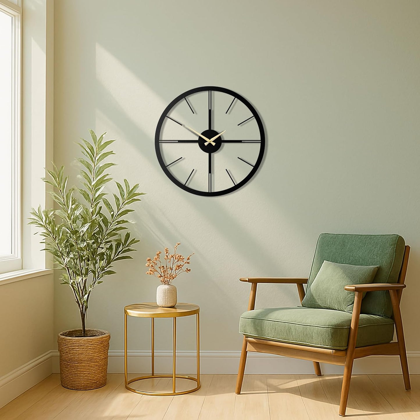 pluviart Rain Minimalist Metal Wall Clock, Modern Black Metal Wall Clock, Silent Non-Ticking Decorative Clock for Living Room, Kitchen, Office, Industrial-Style Wall Decor, Easy to Hang (26,8")