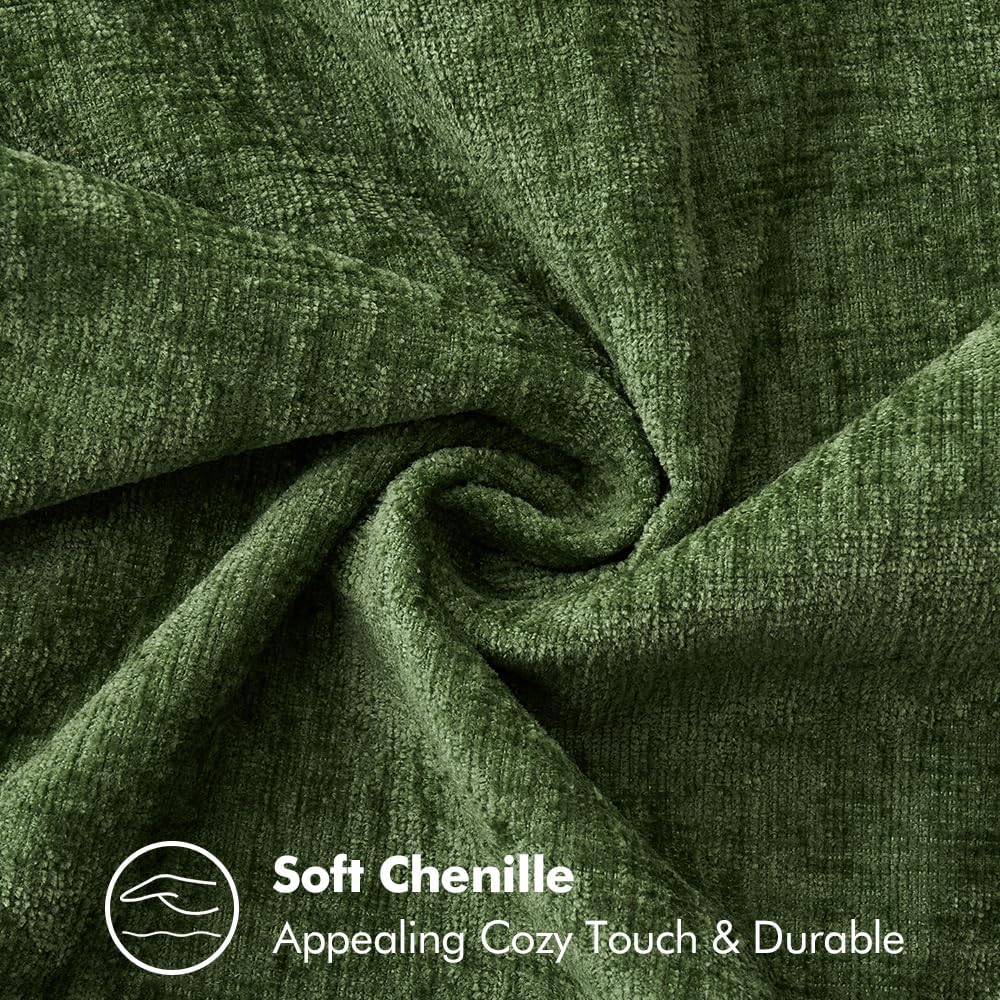 MIULEE Pack of 2 Christmas Pillow Covers 20x20 Inch Moss Green Farmhouse Decorative Throw Pillow Covers with Stitched Edge Soft Chenille Solid Dyed Couch Pillow Covers for Sofa Bed Living Room