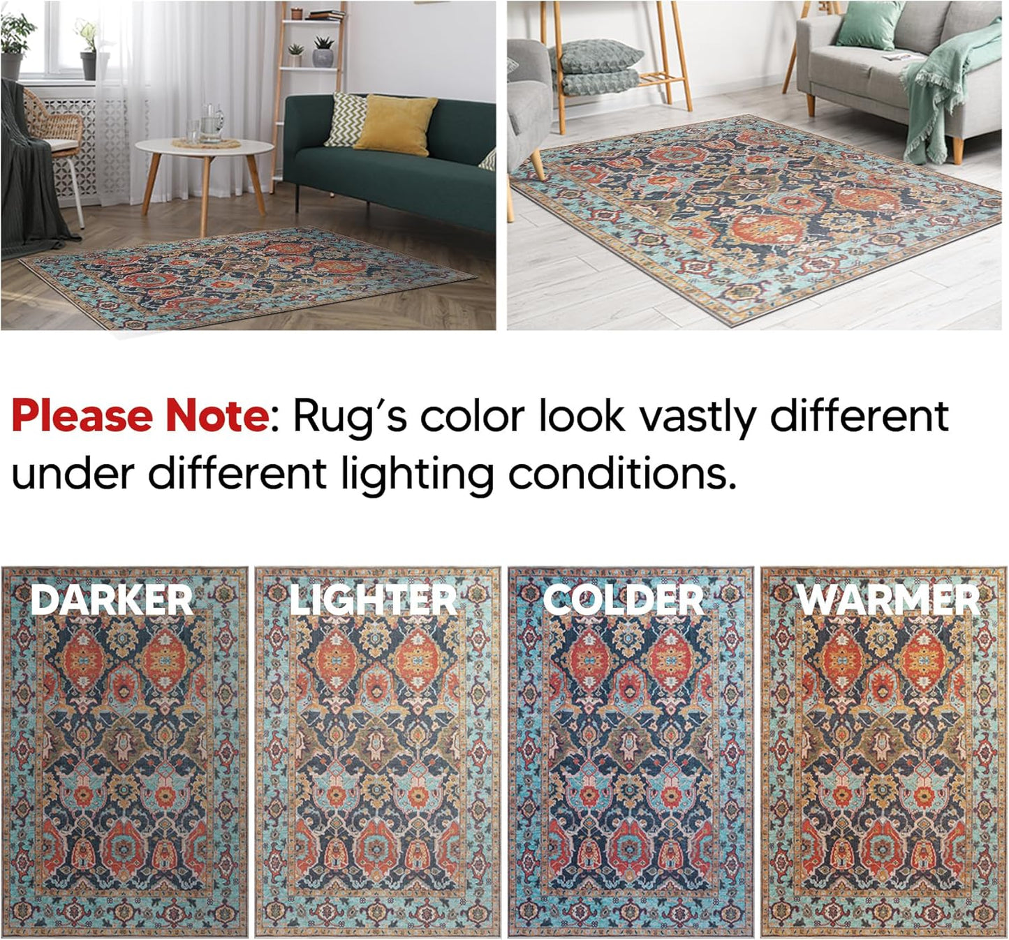 Keen Home Design 2x7 Rug - Machine Washable Runner Rug with Non-Slip Backing, Ideal for Hallway, Entryway, Kitchen, Laundry Room - Vintage, Easy Clean, Durable, Low Pile Rug - (2'6" x 7')