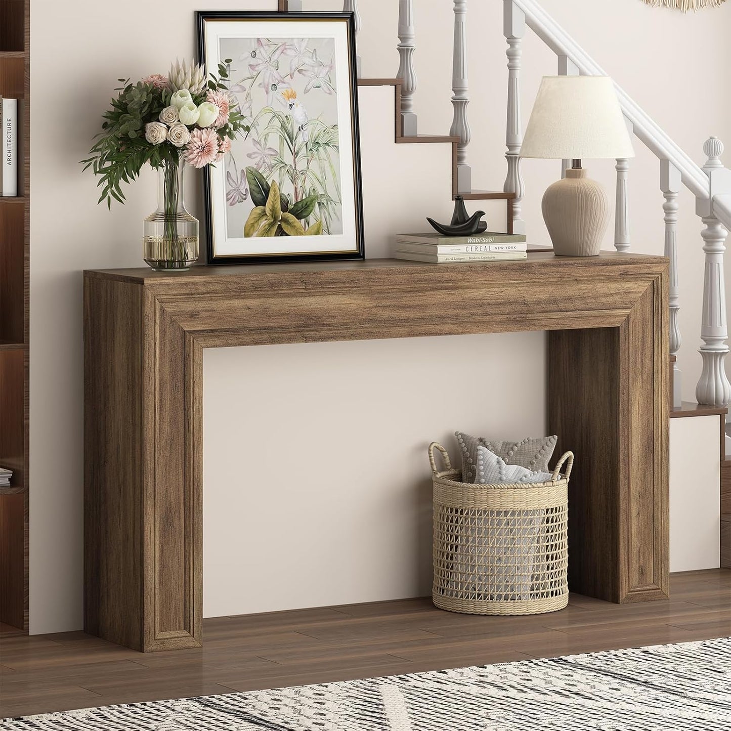 Rresyet 55 Inch Long Console Table, Sofa Table Behind Sofa, Wooden Entryway Table, Farmhouse Entryway Table for Entry, Hallway, Living Room (Wood)