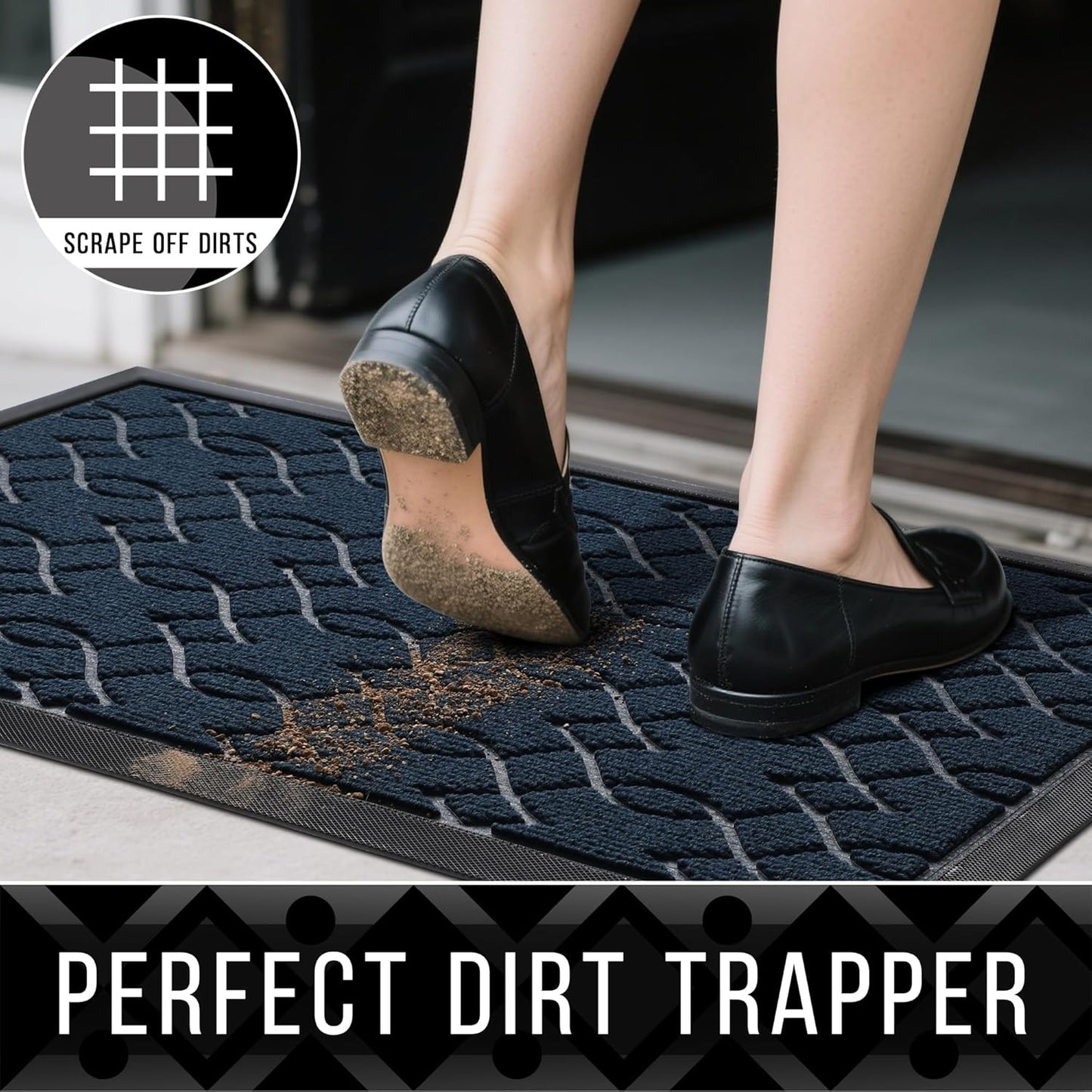 Yimobra Front Door Mat Outdoor Indoor 47x24, All-Season, All-Weather, Heavy Duty Welcome Door Mats Outside Entrance, Non Slip Porch Patio Entrance Mat, Blue