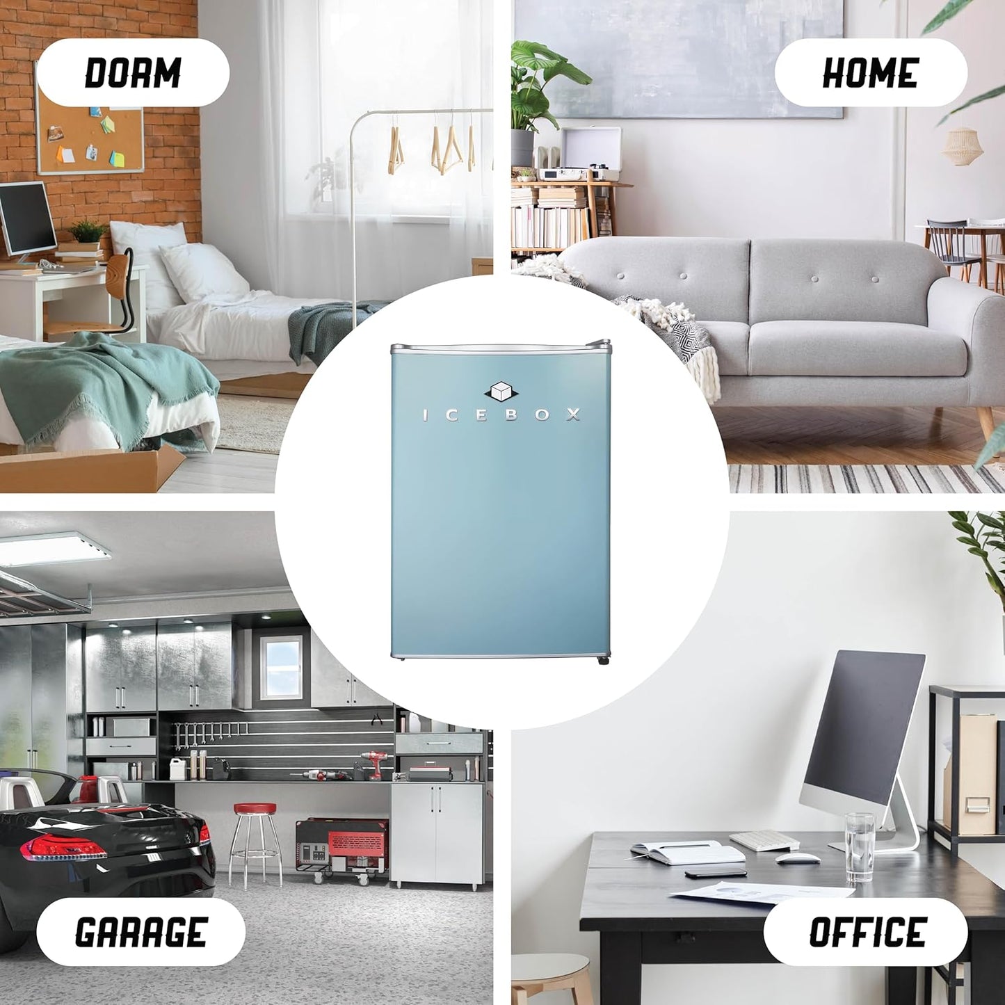 IBCR25SLT Compact, Energy Star Certified Small, Single Door Mini Fridge with Freezer Refrigerator, Large (2.5 cu ft), Slate Blue