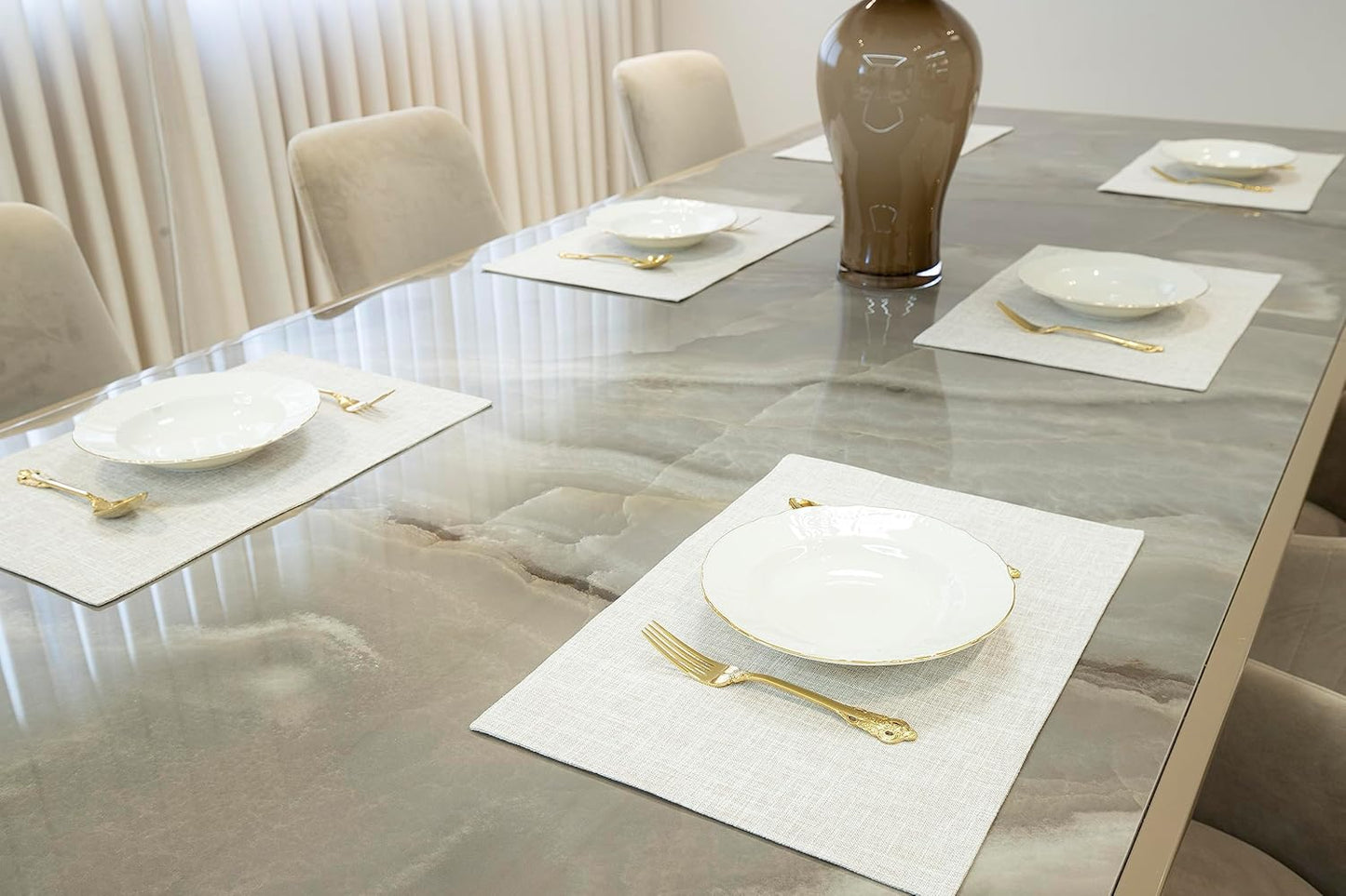 Placemat Set-Washable Place Mats for Parties, Elegant Table Mats for Kitchen Table, Set of 4 Dining Table Placemats, Heat-Resistant Cloth Placemats for Indoor and Outdoor,13x19-Light Beige