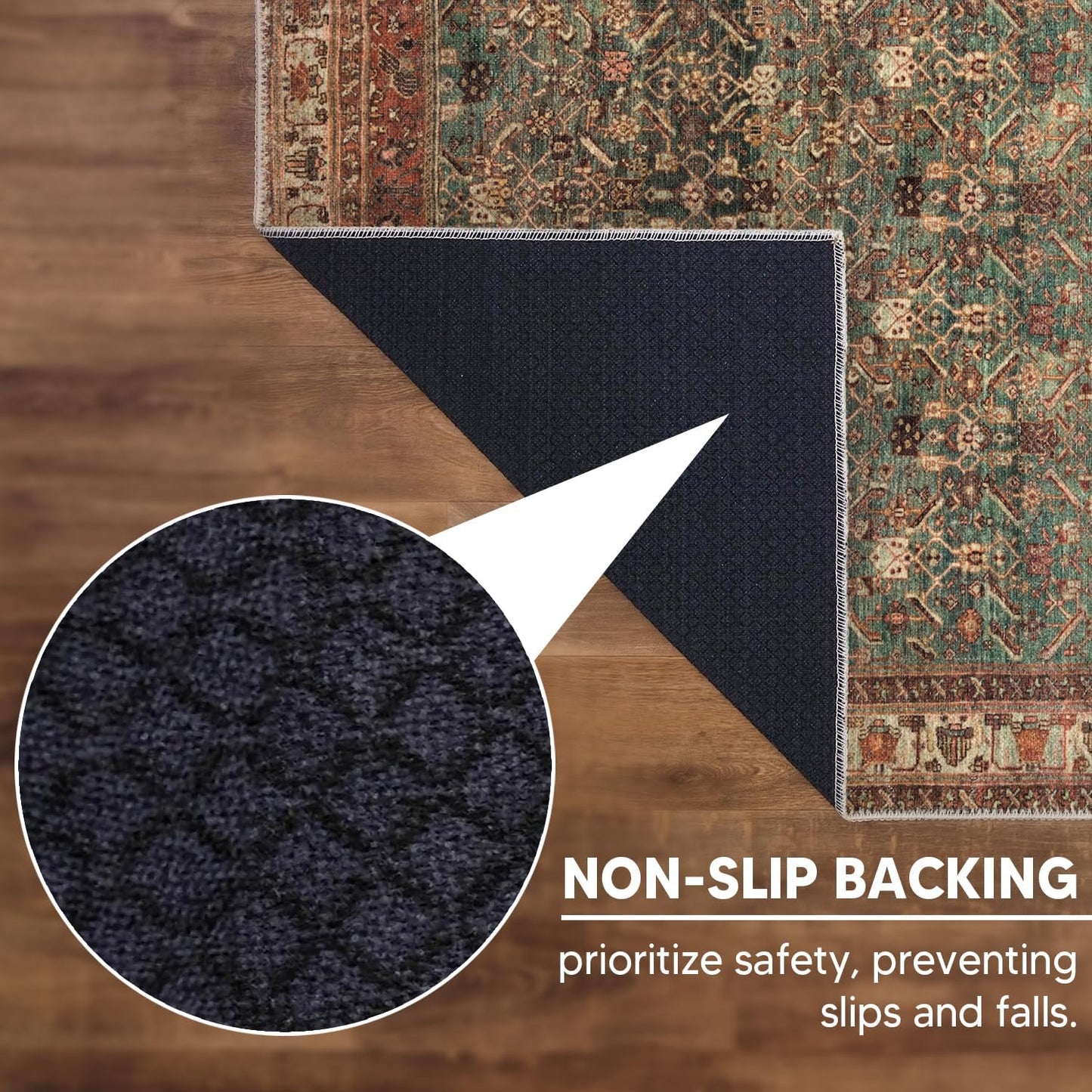 Keen Home Design 3x5 Rug - Machine Washable Entry Rug with Non-Slip Backing, Ideal for Enteryway, Kitchen, Bathroom, Laundry Room - Vintage, Easy Clean, Durable, Low Pile Rug - (3' x 5')