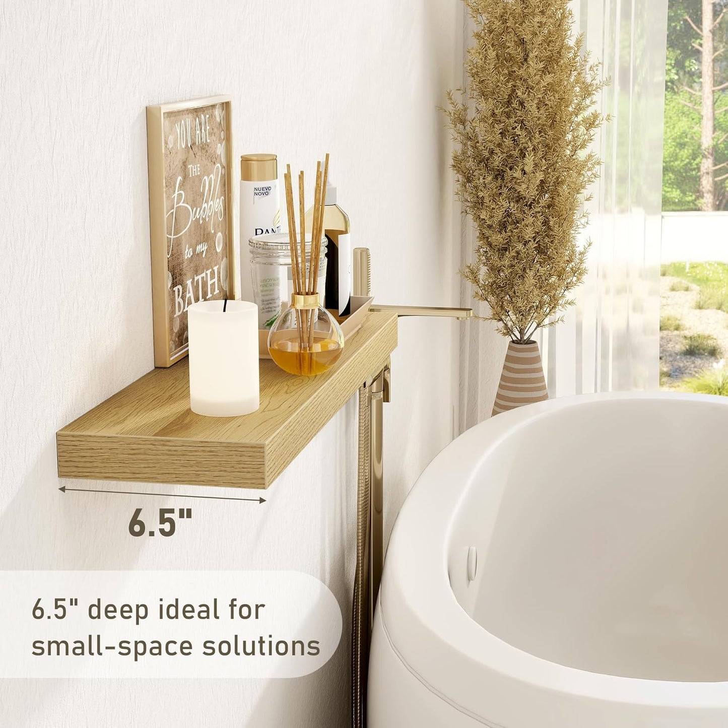 Floating Shelves Wall Shelf 30 Inch Long, Rustic Wood Bathroom Shelves 30 Inch, Farmhouse Home Decor Kitchen Living Room Bedroom Shelves Wall Mounted, 30 x 6.7 x 1.4 Inch, Set of 3, Oak Color