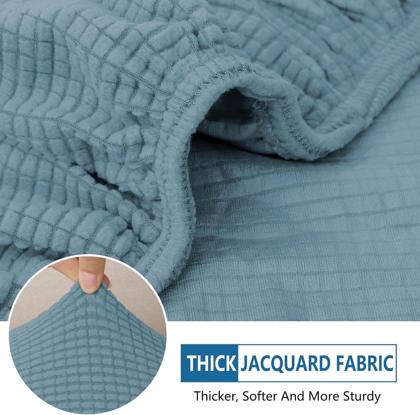 hyha Waterproof Couch Cushion Covers for Pets, Non Slip Sofa Seat Cover for Dogs Washable, Soft Thick Stretch Jacquard Fabric, Sofa Slipcovers with Elastic Bottom (1 Piece for Backrest M, Lake Blue)