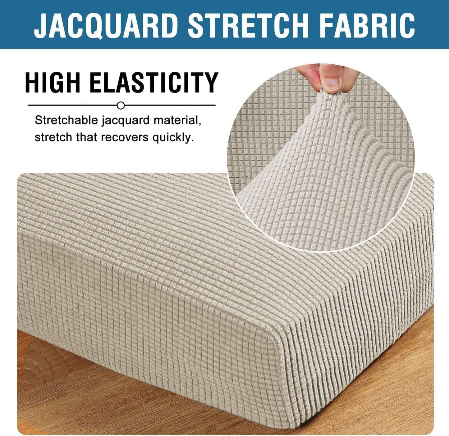 H.VERSAILTEX Super Stretch Individual Seat Cushion Covers Sofa Covers Couch Cushion Covers Slipcover Sets Thick Jacquard Textured Twill Fabric (1 Piece Chair Cushion Cover, Island Fossi)