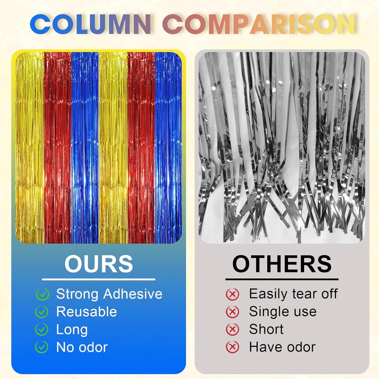 3 Pack 3.3 x 8.2 ft Blue Red Gold Foil Fringe Backdrop Curtains, Tinsel Streamers Party Decorations, Fringe Backdrop, Door Shimmer for Birthday Party