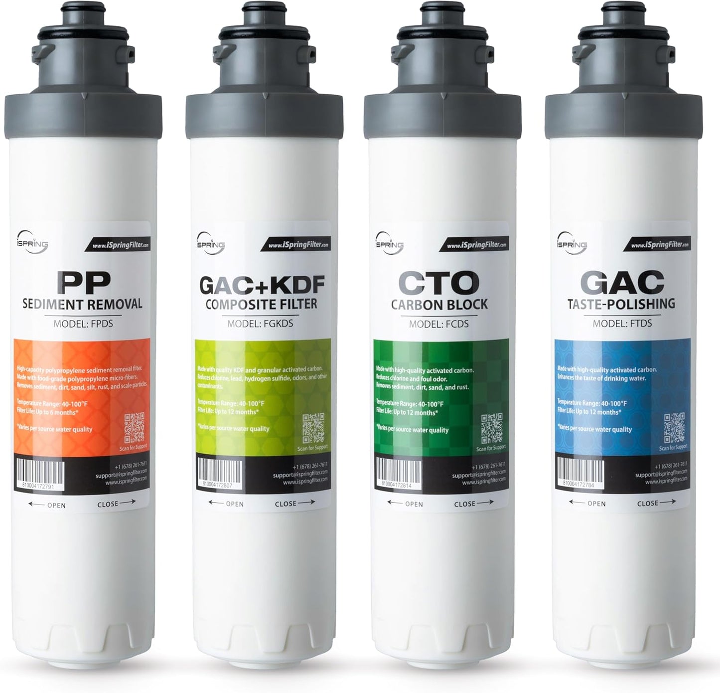 iSpring F4DS 6-Month Replacement Supply Filter Cartridge Pack Set for DS4B & DS4S, Sediment, Compound, Carbon Block and Post Carbon Filter (Pack of 1)