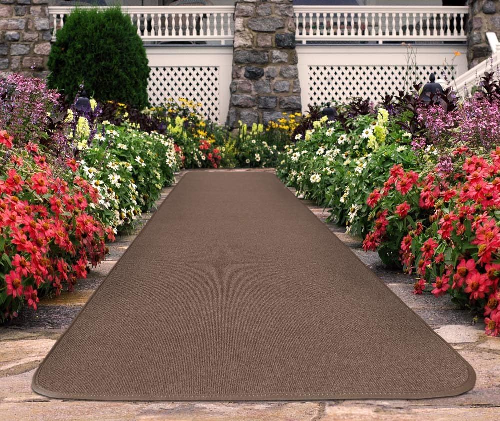 House, Home and More Outdoor Carpet Runner - Brown - 4 Feet x 25 Feet