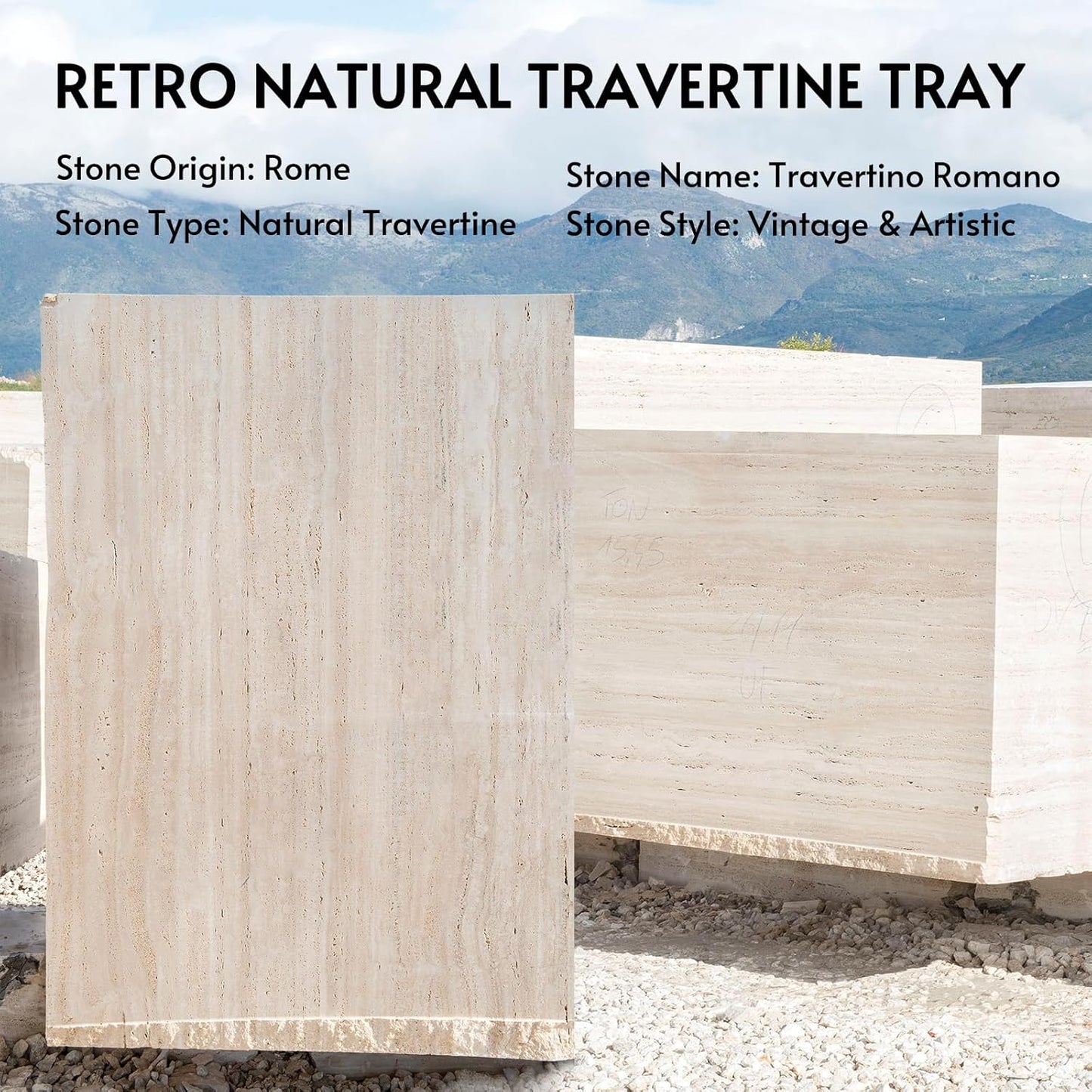 Koville Marble Square Book Ends, Heavy Duty Book Holders, Bookends for Shelves, Office Bookshelf Decor for CDs/Video Games(Travertino Romano)