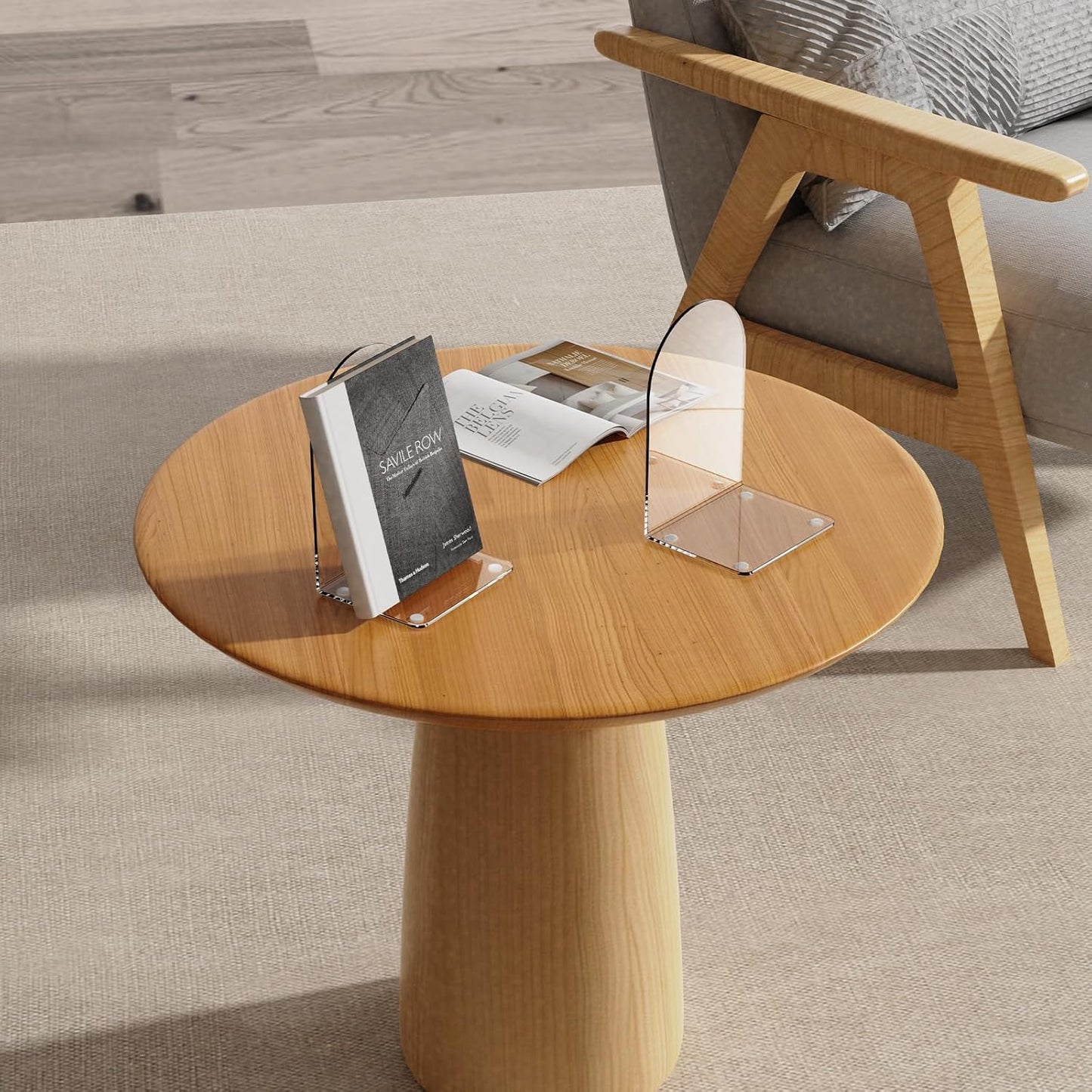 Lulonpon 6 Pieces Book Ends, Bookends, Books End for Shelves, Books End for Heavy Books, Clear Bookends, Acrylic Book Ends for School, Library,Desktop Organizer and Book Shelves