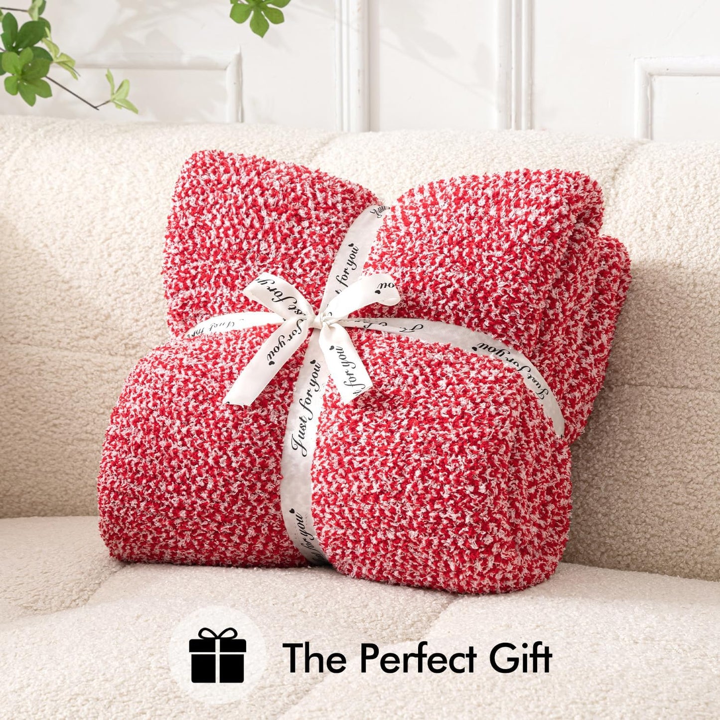 MIULEE Red Super Soft Throw Blanket for Couch, Cozy Fluffy Warm Blankets Knit Throw Blankets for Sofa, Bed, Chair, Living Room, Camping, Picnic, 50 x 60 inch