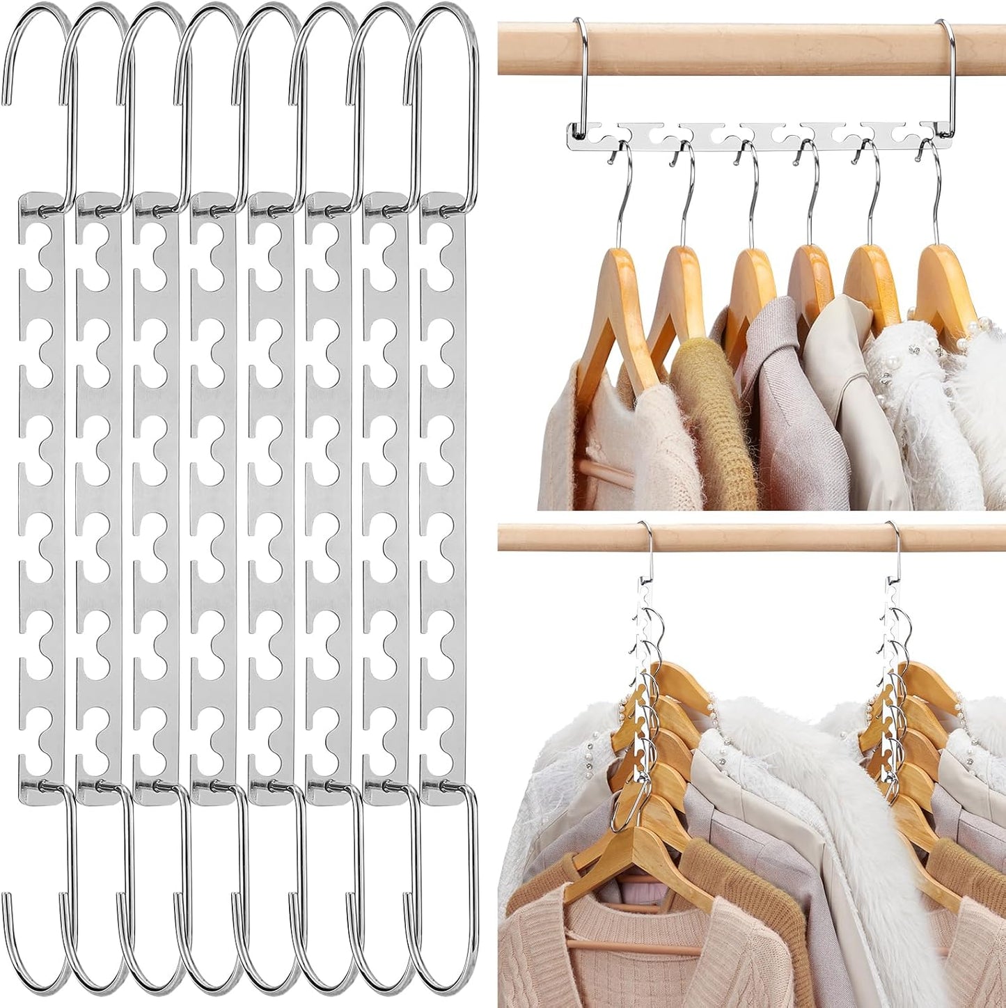 HOUSE DAY Space Saving Hangers for Clothes 12 Pack, Heavy Duty Hanger Organizer 30 Lbs Capacity, Metal Magic Hanger, Sturdy Multi Hangers, Closet Space Saver Closet Organizers and Storage