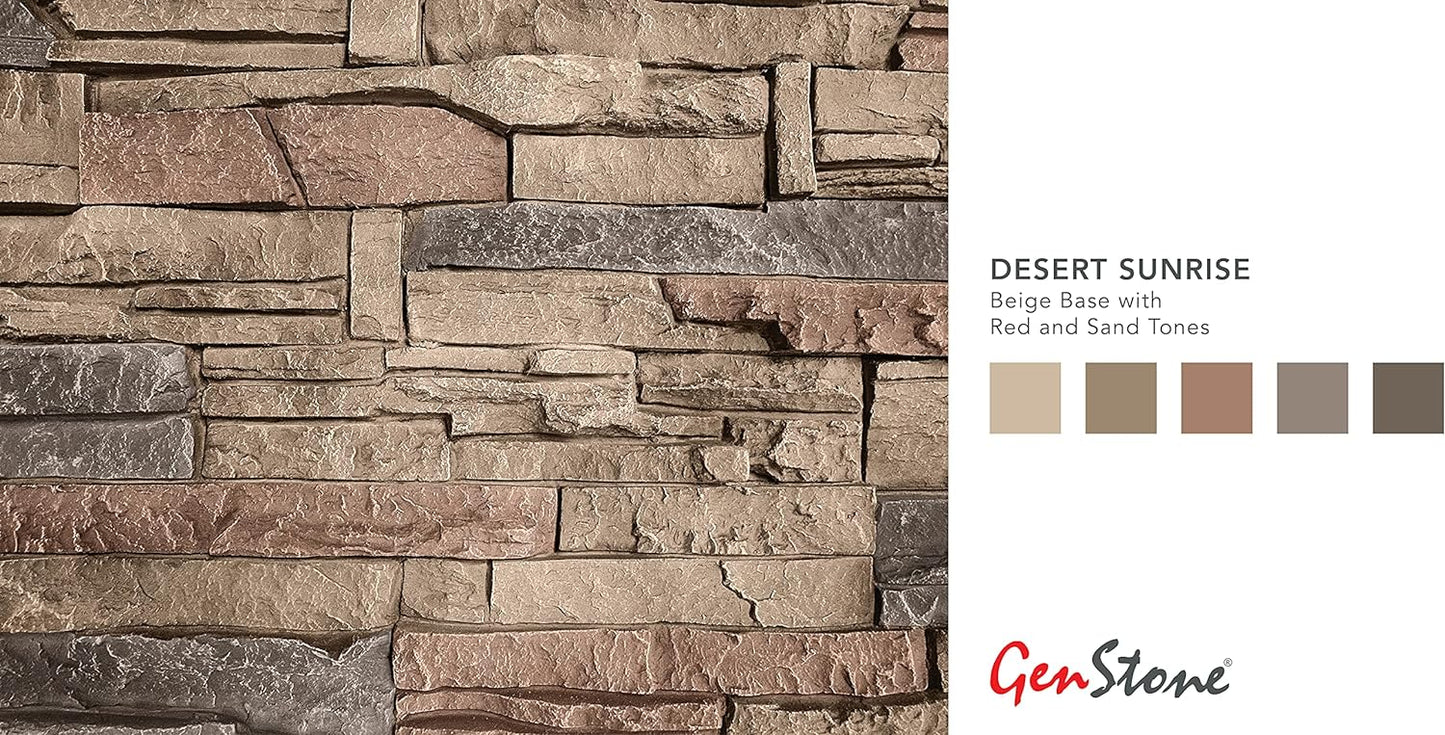 GenStone Faux Stacked Stone Panel 41" x 11.25" in Desert Sunrise Color for Do It Yourself Friendly Home Improvement Projects