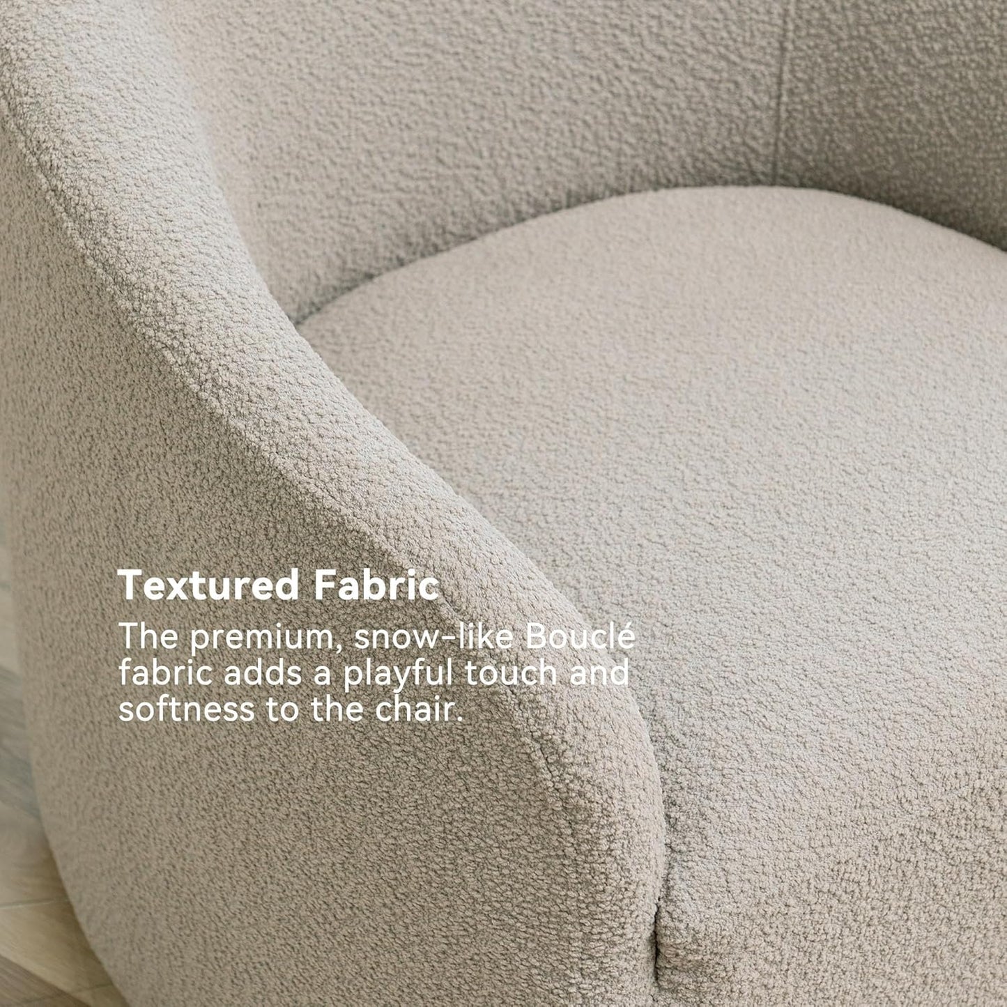 KINWELL 32" Wide Modern Boucle Swivel Barrel Chair, No Assembly Round Upholstered Swivel Accent Armchair for Living Room, Bedroom, Office (Oatmeal)