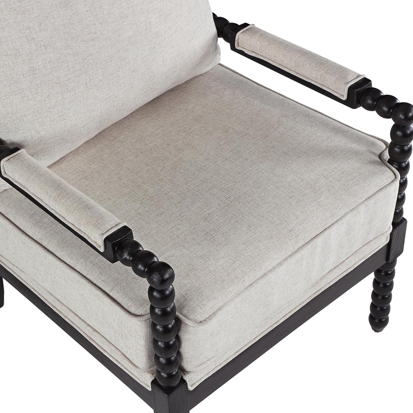 DUHOME Linen Fabric Spindle Accent Chairs Set of 2,Bobbin Chair with High Resilience Spring Cushion and Armrest Pads, Leisure Armchair for Living Room Bedroom Farmhouse Home Office Belcony