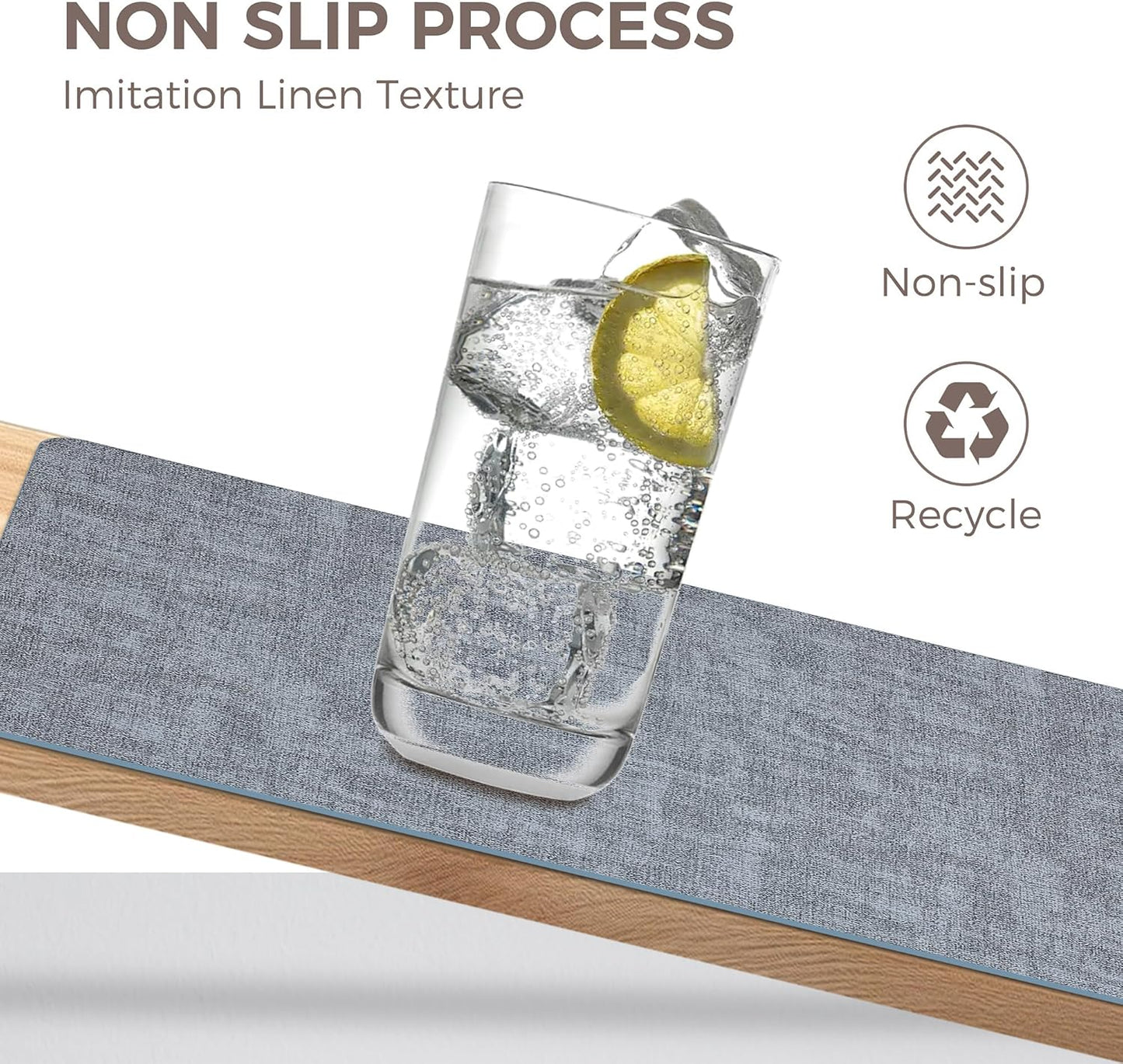 Vinyl Placemats Set of 4, Faux Leather Waterproof and Heat Resistant Place Mats, Washable Anti-Slip Table Mats with Coaster, Wipeable Placemats for Indoor & Outdoor 17" x 12" (Light Blue, Set of 4)