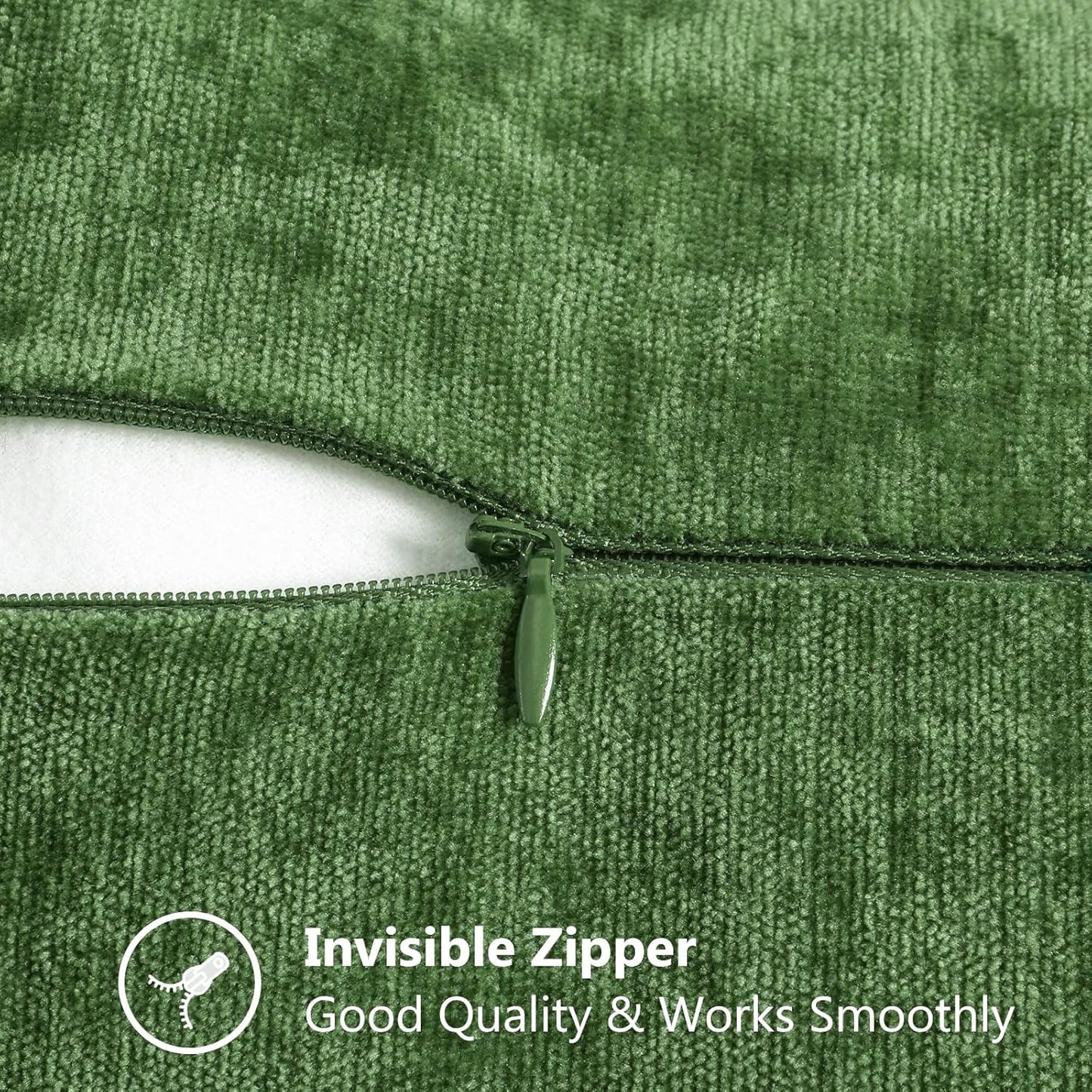 decorUhome Fall Chenille Soft Throw Pillow Covers 16x16 Set of 2, Farmhouse Velvet Neutral Decorative Euro Pillow Covers with Stitched Edge for Couch Sofa Bed Home Decor, Forest Elf