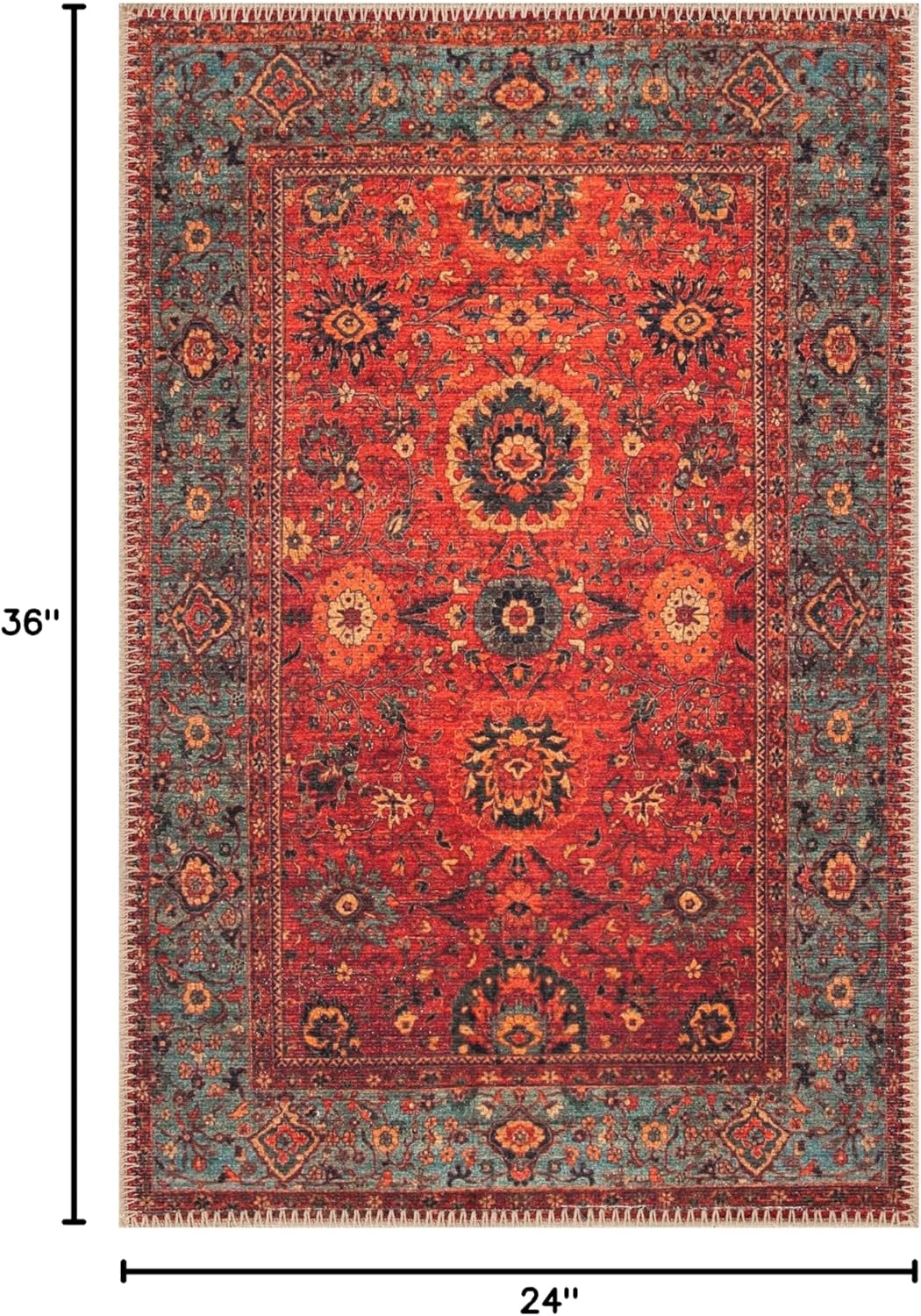 Keen Home Design 2x3 Rug - Machine Washable Entry Rug with Non-Slip Backing, Ideal for Enteryway, Kitchen, Bathroom, Laundry Room - Vintage, Easy Clean, Durable, Low Pile Rug - (2' x 3')