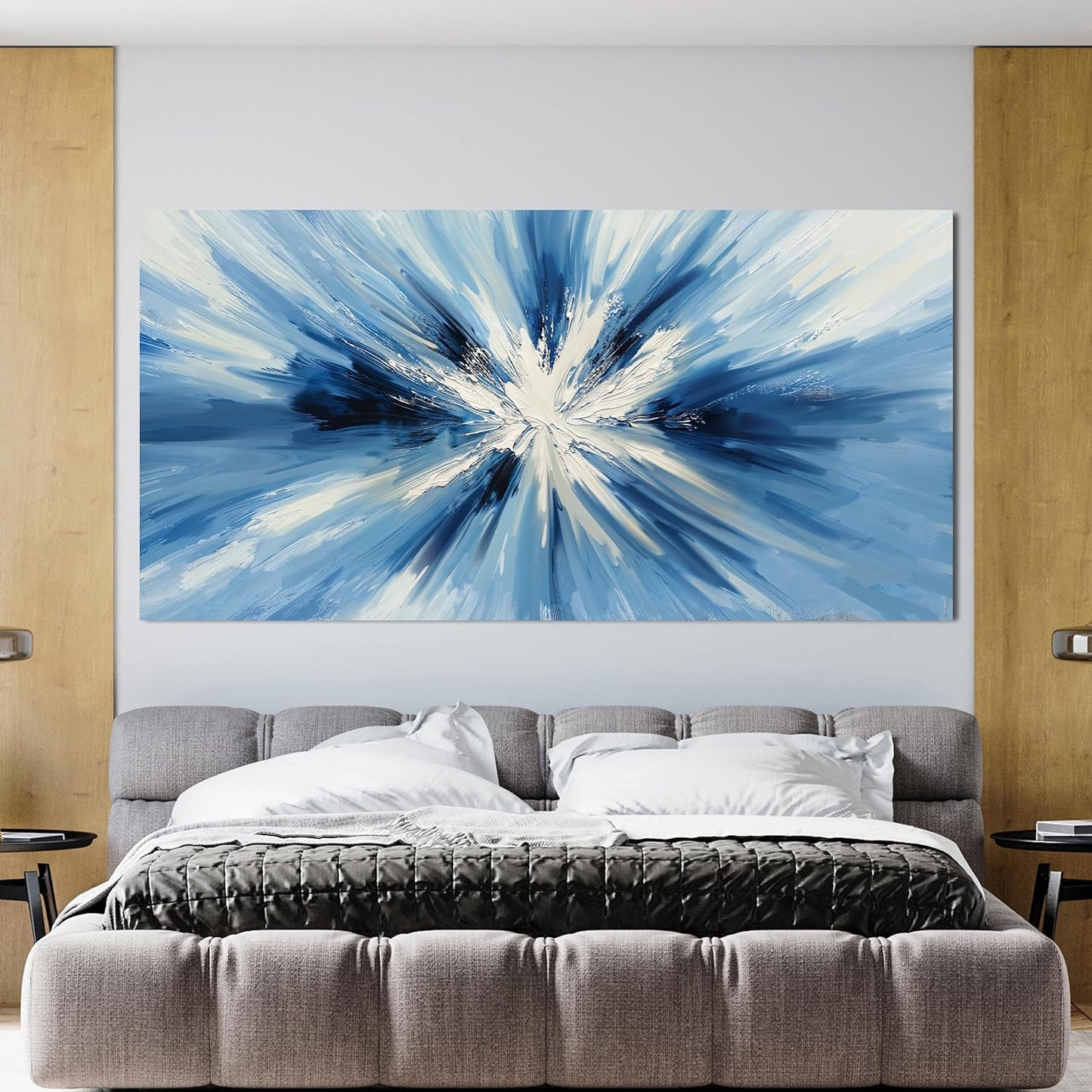 Canvas Wall Art Decor Wall Pictures for Living Room Abstract Canvas Art Wall Decor Large Blue White Wall Art Prints Oversized Minimalist Wall Art Decorations Bedroom Home Aesthetic Wall Art Decor 29"X58"