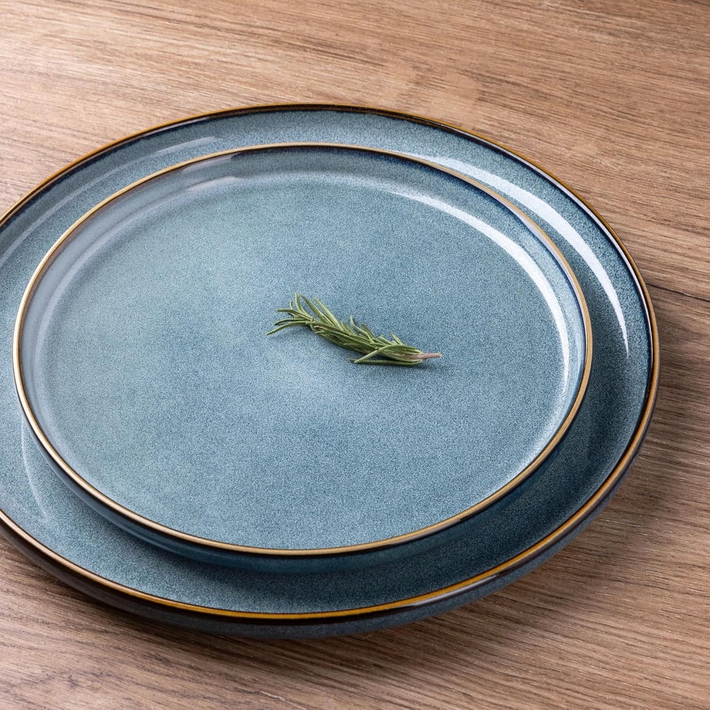 GBHOME Ceramic Dinnerware Sets for 8, 24 Pieces Stoneware Plates and Bowls Sets, Scratch Resistant Dishes, Dishwasher & Microwave Safe, Reactive Glaze-Space